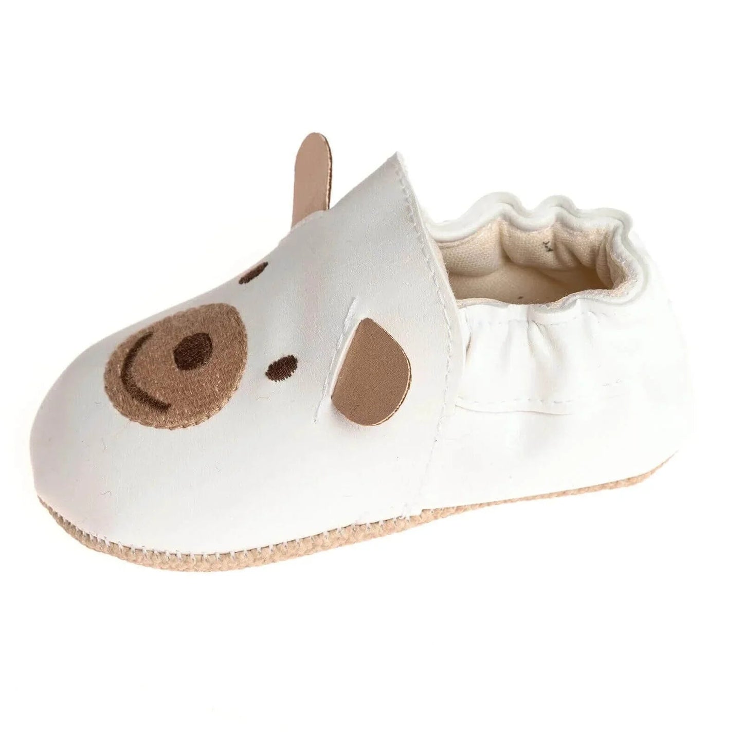 Papulin Unisex Bear Patterned Booties - White - mezetto ebebek ebebek