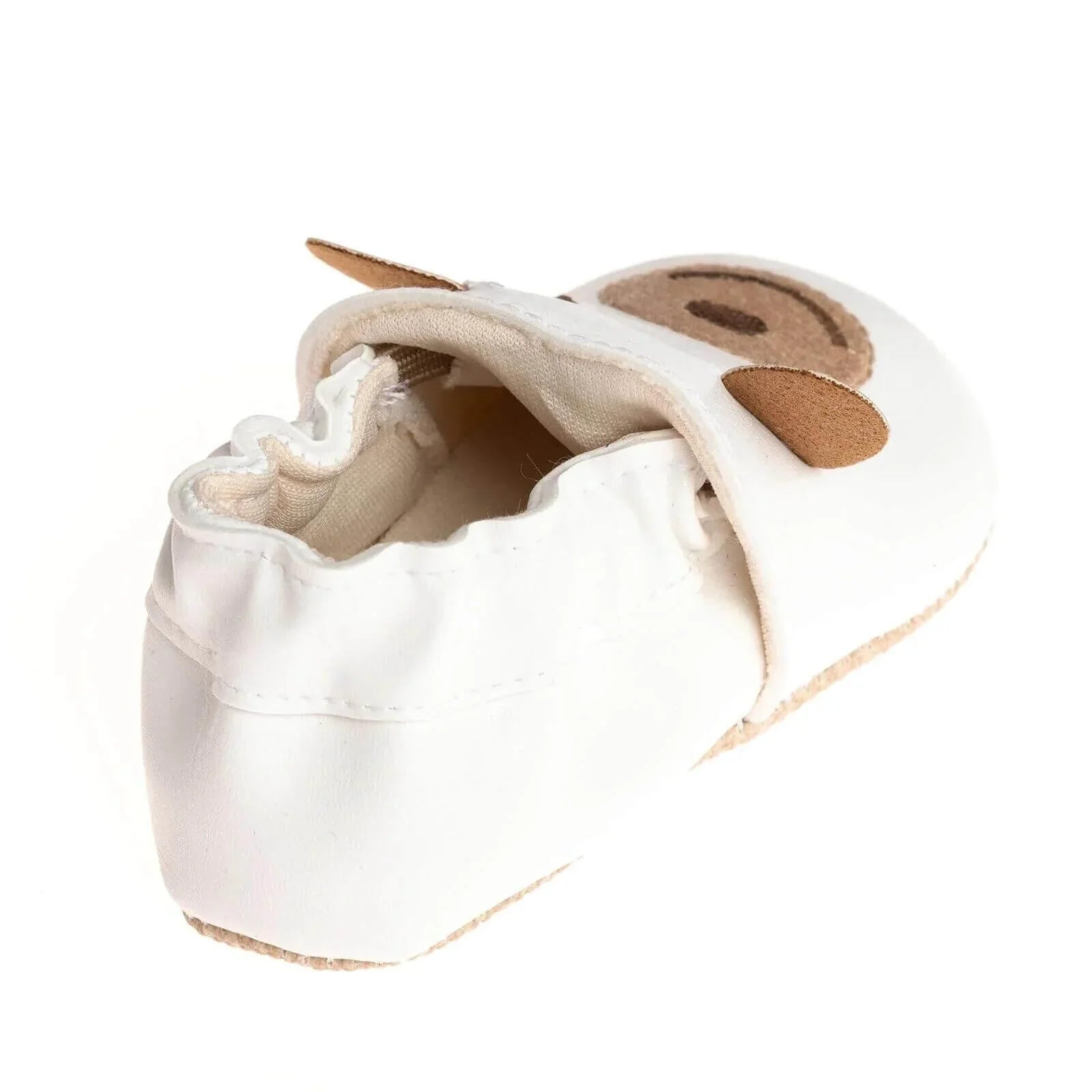 Papulin Unisex Bear Patterned Booties - White - mezetto ebebek ebebek