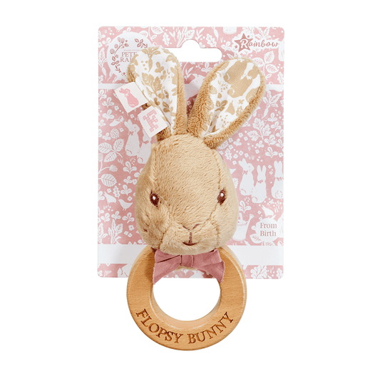Peter Rabbit Flopsy Wooden Ring Rattle - mezetto ebebek ebebek