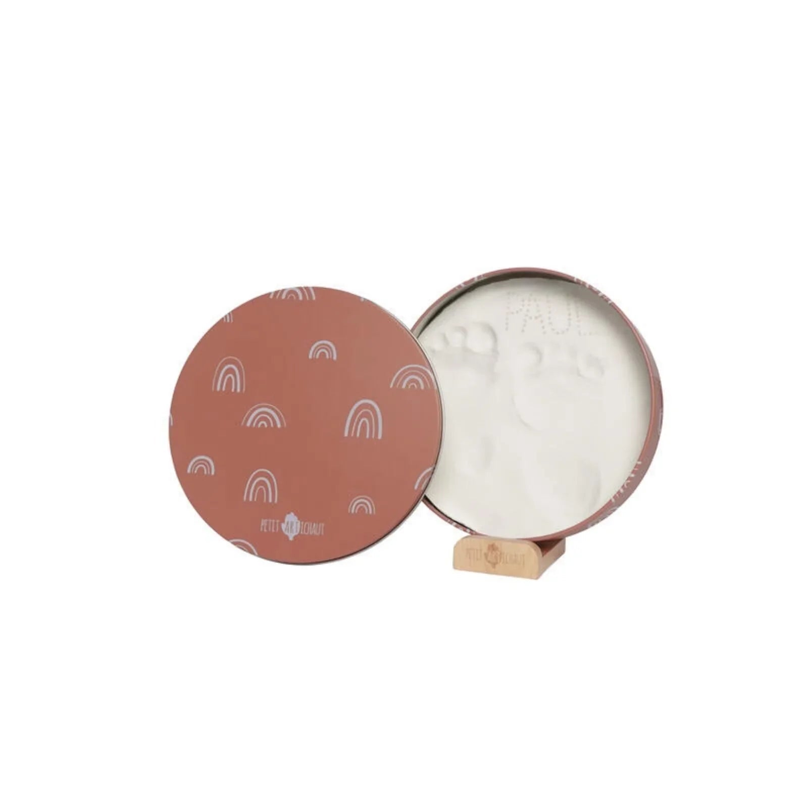 Petit Artichaut Baby Hand & Foot Imprints Round Box - Rainbow Terracotta - mezetto ebebek ebebek