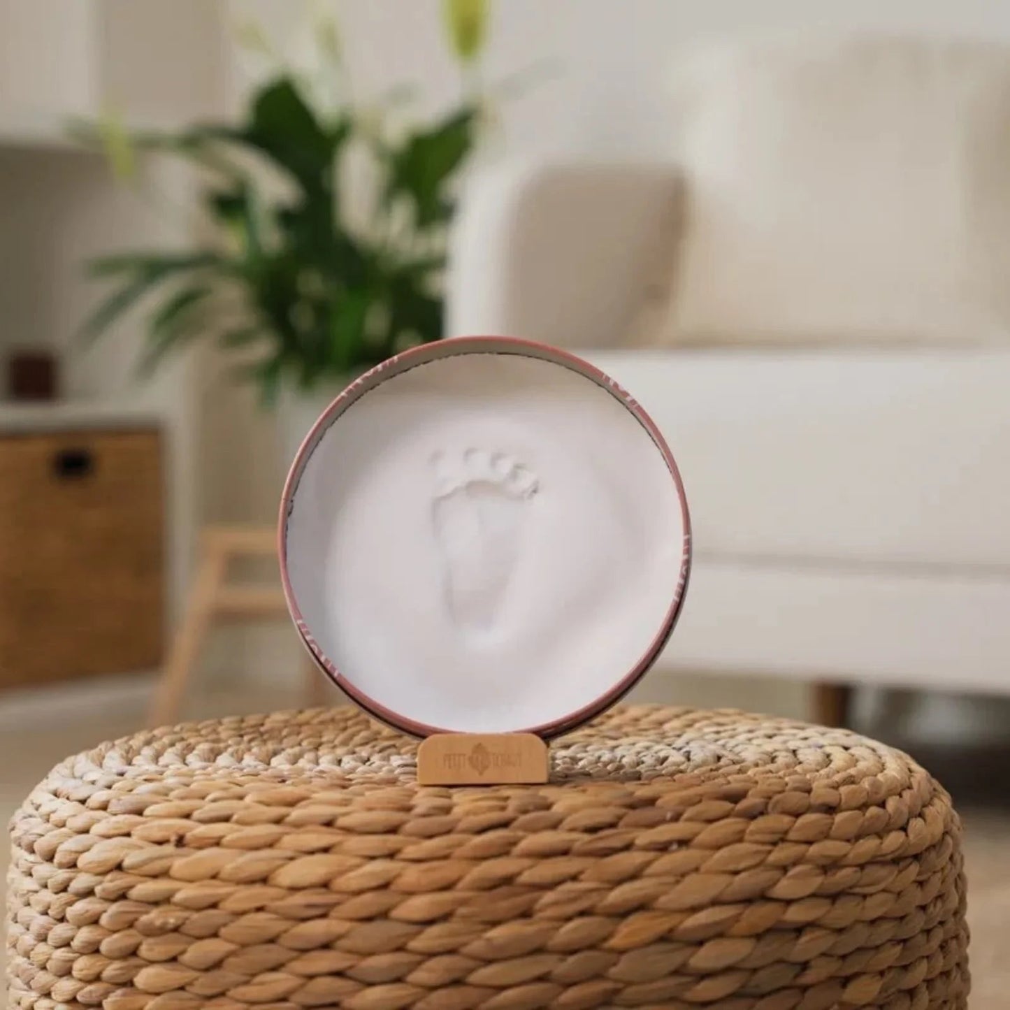 Petit Artichaut Baby Hand & Foot Imprints Round Box - Rainbow Terracotta - mezetto ebebek ebebek