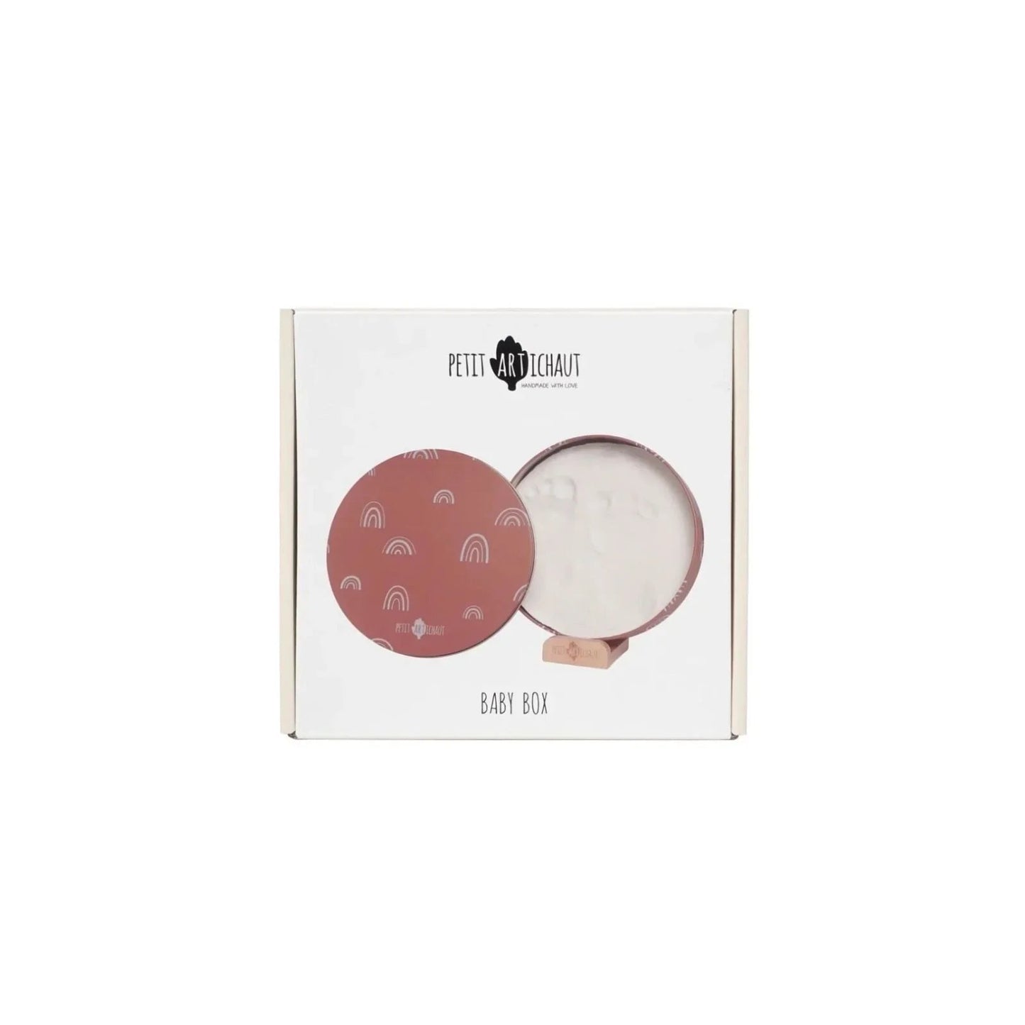 Petit Artichaut Baby Hand & Foot Imprints Round Box - Rainbow Terracotta - mezetto ebebek ebebek