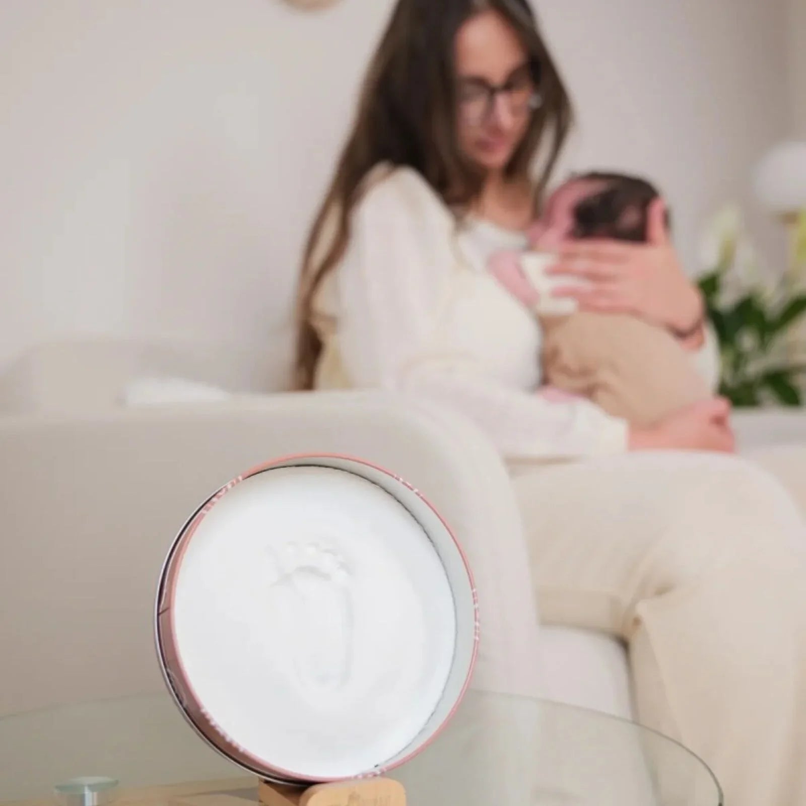 Petit Artichaut Baby Hand & Foot Imprints Round Box - Rainbow Terracotta - mezetto ebebek ebebek