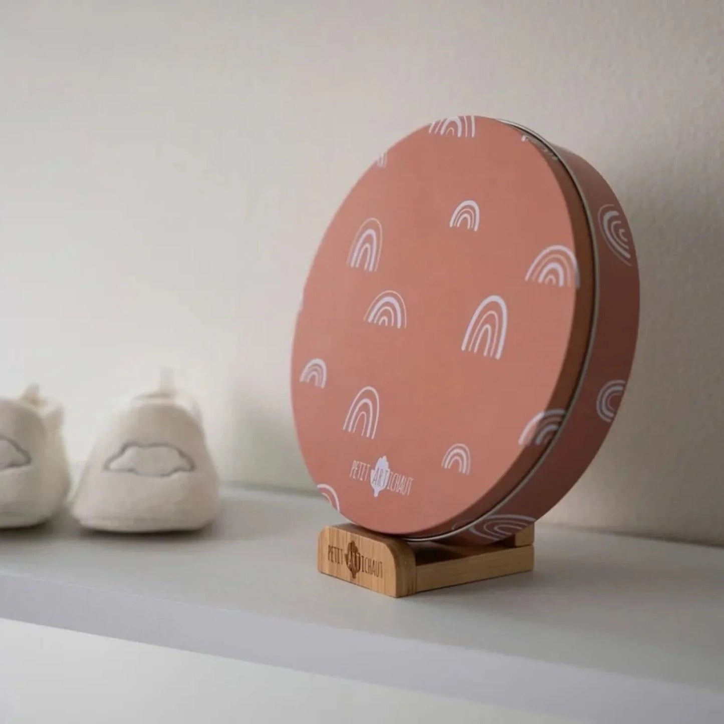 Petit Artichaut Baby Hand & Foot Imprints Round Box - Rainbow Terracotta - mezetto ebebek ebebek