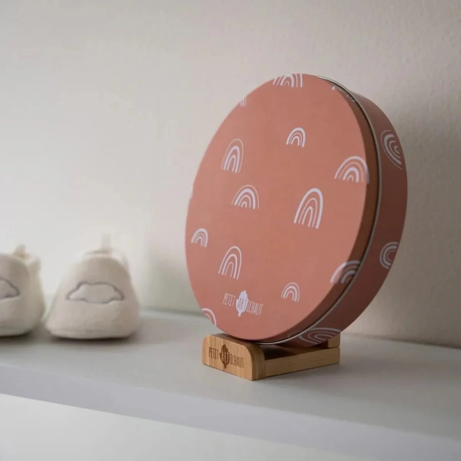 Petit Artichaut Baby Hand & Foot Imprints Round Box - Rainbow Terracotta - mezetto ebebek ebebek
