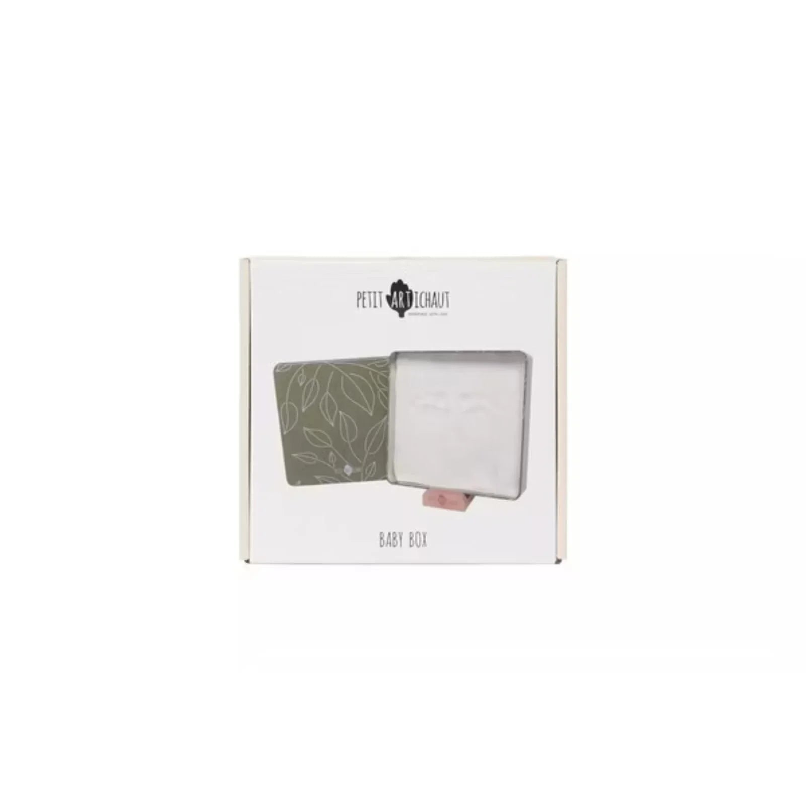 Petit Artichaut Baby Hand & Foot Imprints Square Box - Olive Tree - mezetto ebebek ebebek