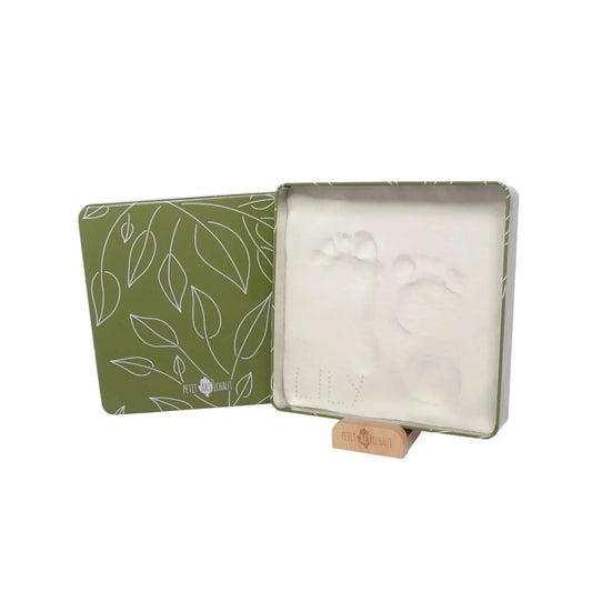 Petit Artichaut Baby Hand & Foot Imprints Square Box - Olive Tree - mezetto ebebek ebebek