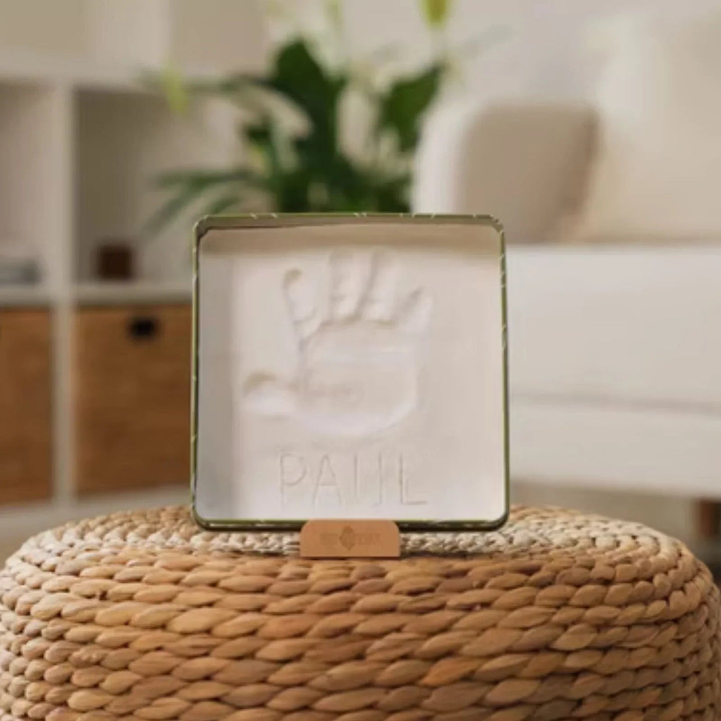 Petit Artichaut Baby Hand & Foot Imprints Square Box - Olive Tree - mezetto ebebek ebebek