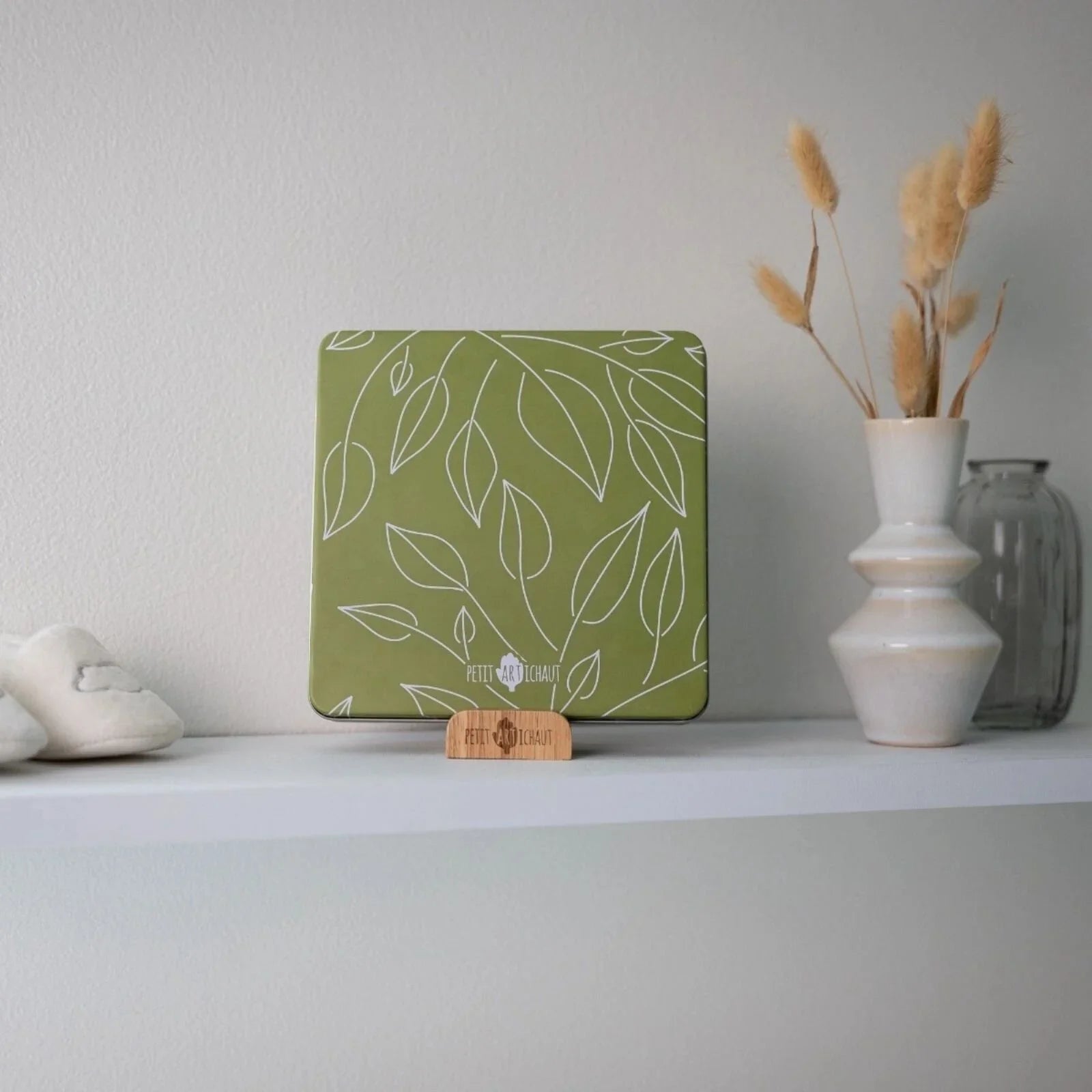 Petit Artichaut Baby Hand & Foot Imprints Square Box - Olive Tree - mezetto ebebek ebebek