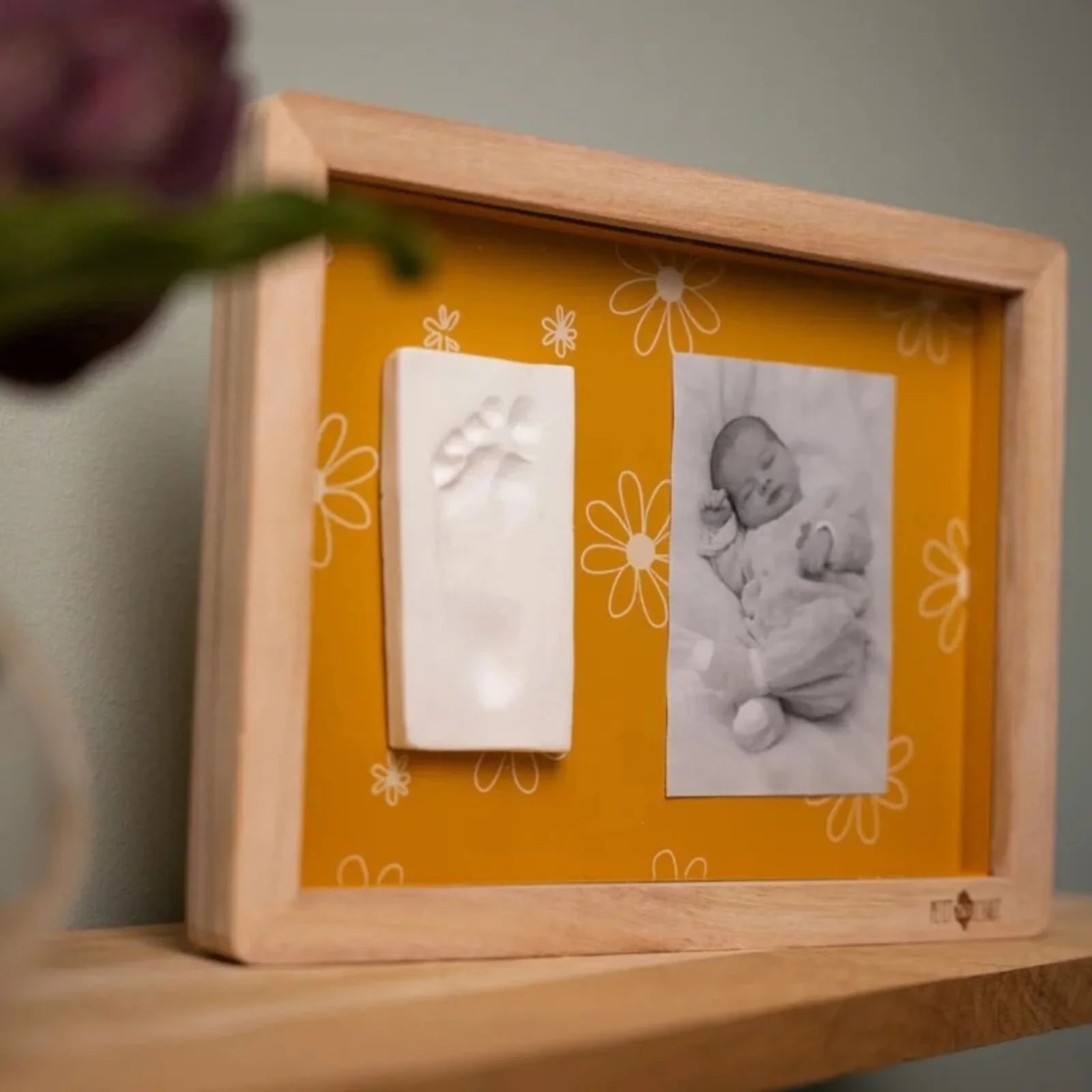 Petit Artichaut Classic Frame with Hand & Foot Imprints - Daisy Ochre - mezetto ebebek ebebek
