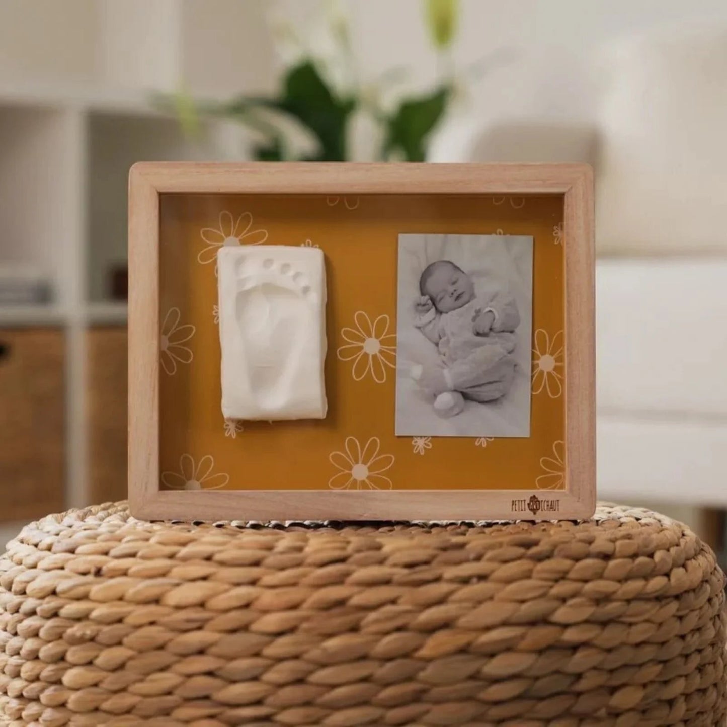 Petit Artichaut Classic Frame with Hand & Foot Imprints - Daisy Ochre - mezetto ebebek ebebek