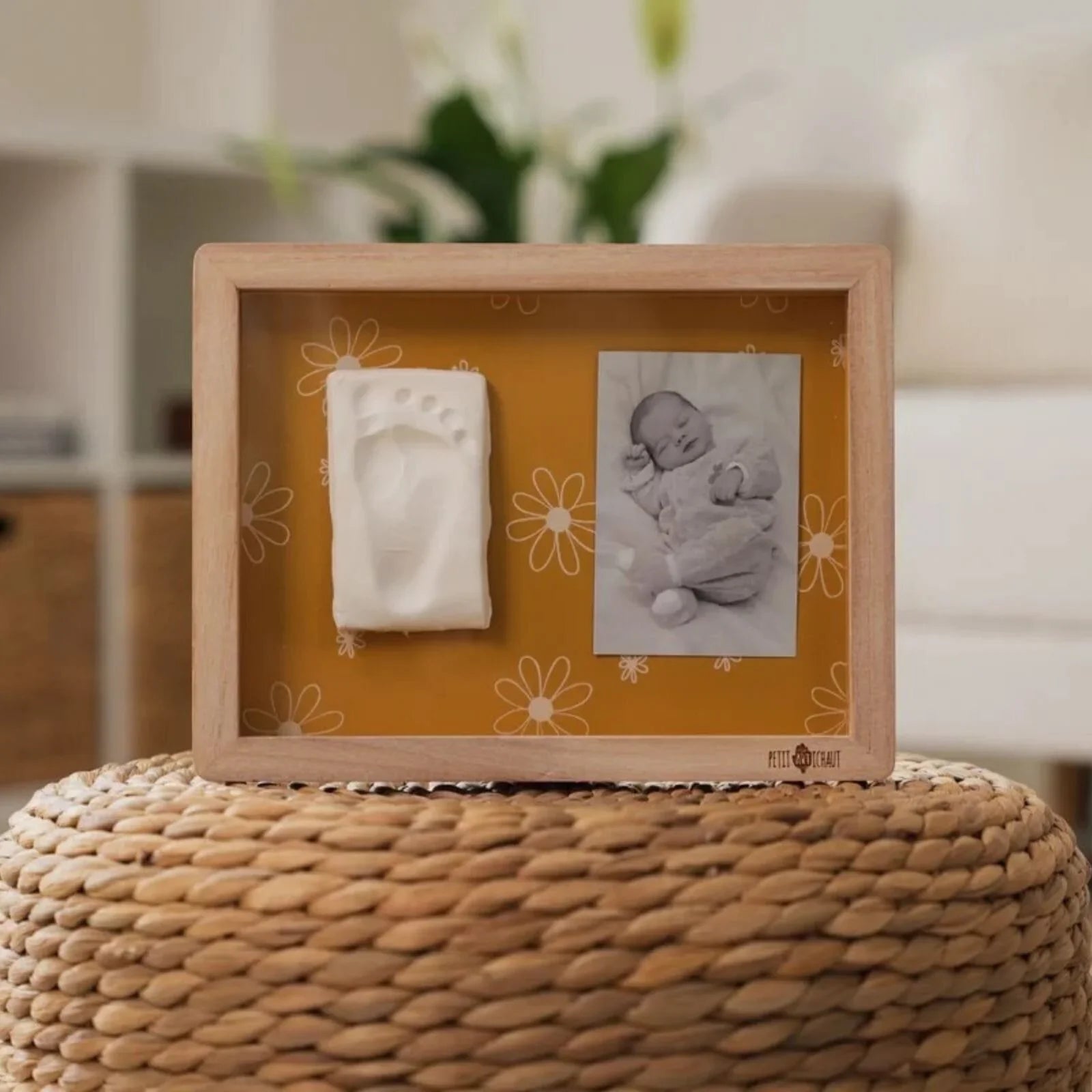 Petit Artichaut Classic Frame with Hand & Foot Imprints - Daisy Ochre - mezetto ebebek ebebek
