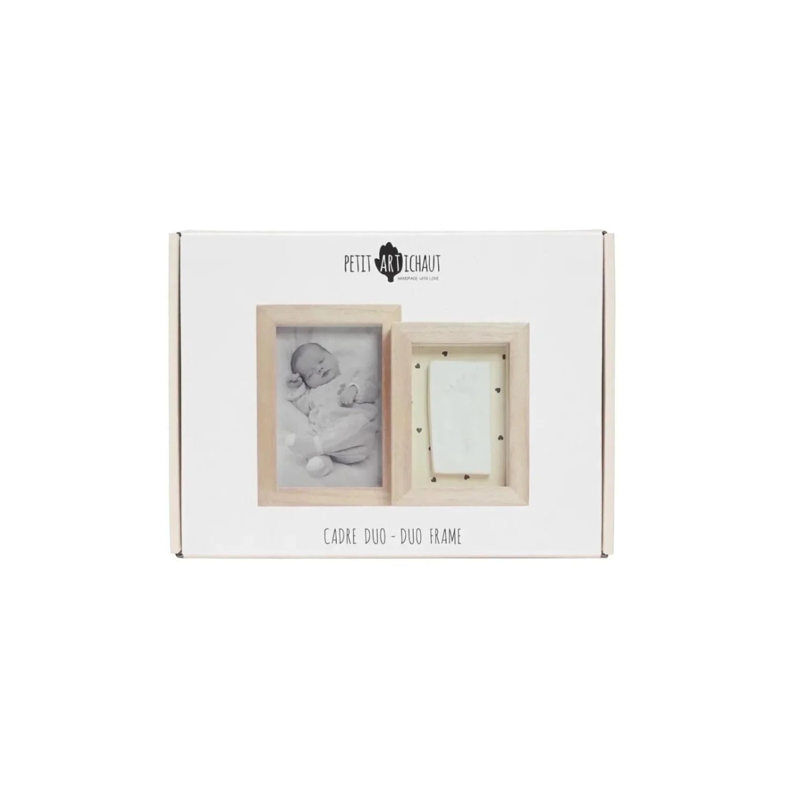 Petit Artichaut Duo Frame with Hand & Foot Imprints - Jolis Coeurs - mezetto ebebek ebebek