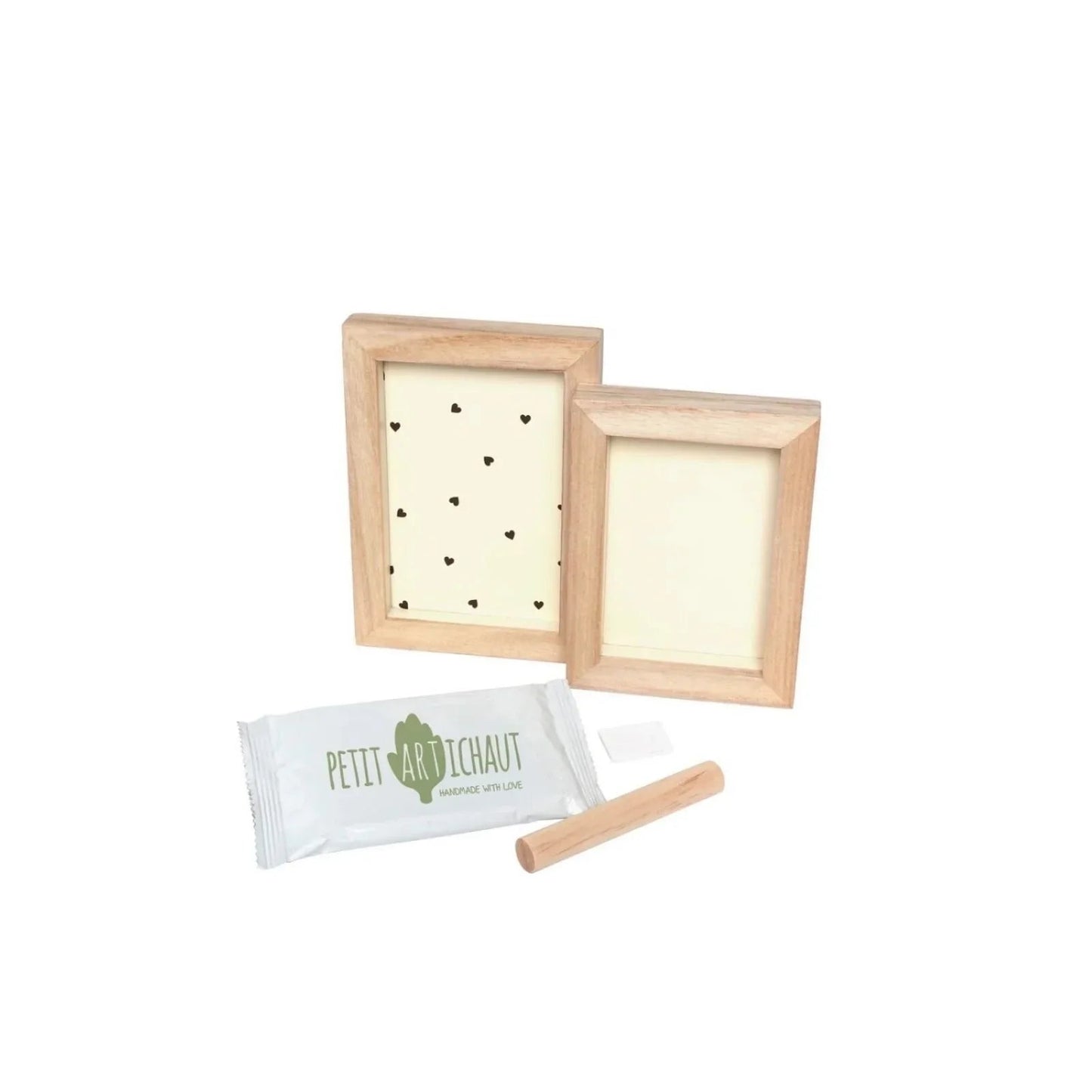 Petit Artichaut Duo Frame with Hand & Foot Imprints - Jolis Coeurs - mezetto ebebek ebebek