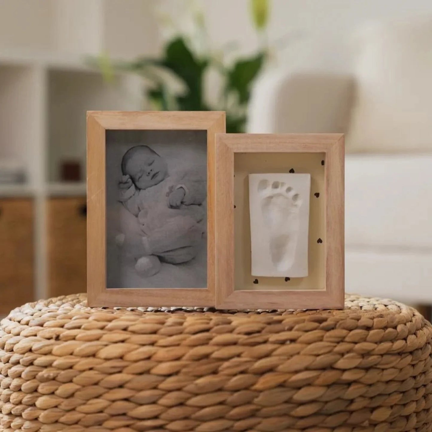 Petit Artichaut Duo Frame with Hand & Foot Imprints - Jolis Coeurs - mezetto ebebek ebebek