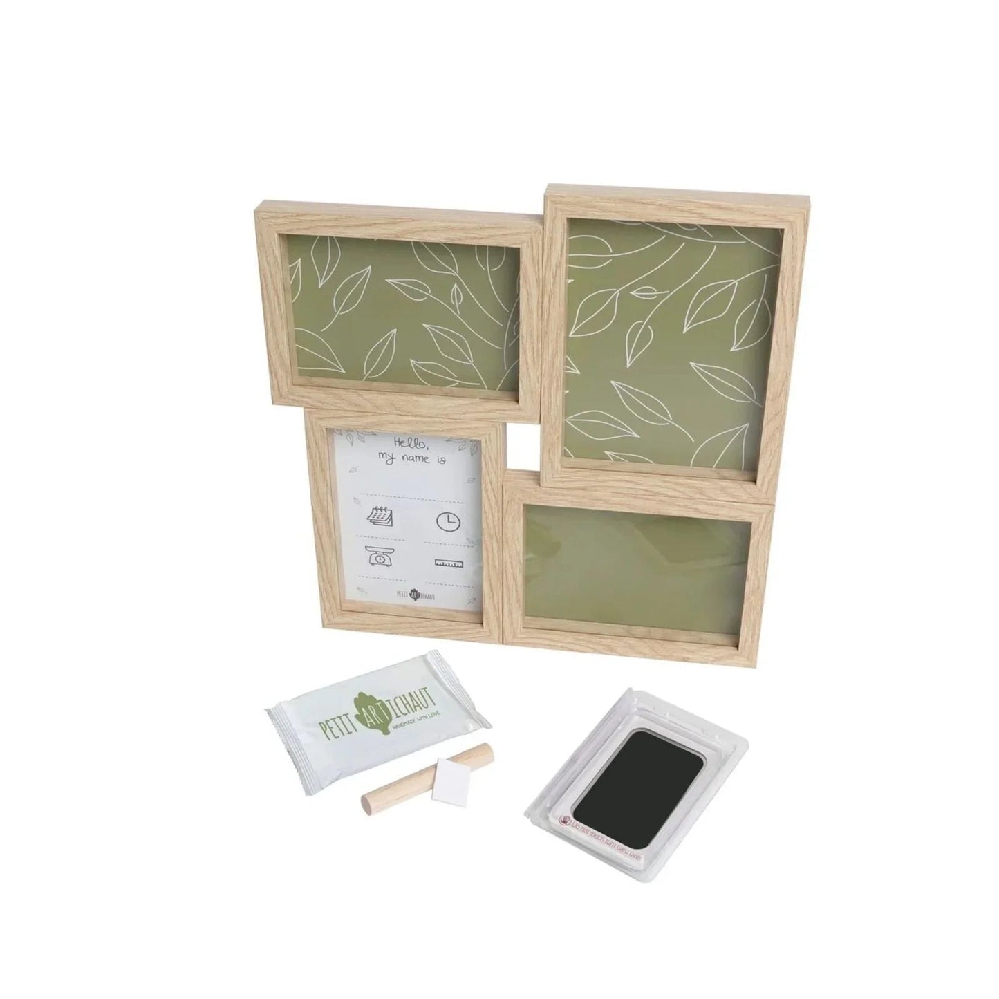 Petit Artichaut Puzzle Frame with Hand & Foot Imprints - Olive Tree - mezetto ebebek ebebek