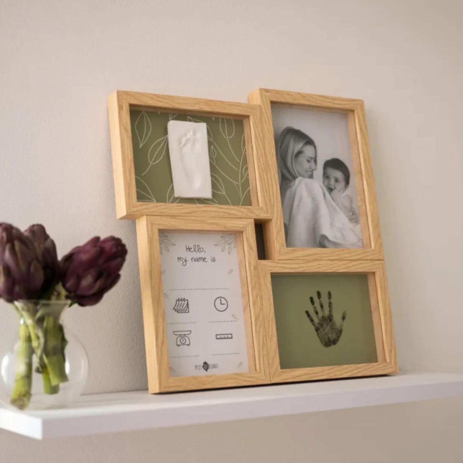 Petit Artichaut Puzzle Frame with Hand & Foot Imprints - Olive Tree - mezetto ebebek ebebek