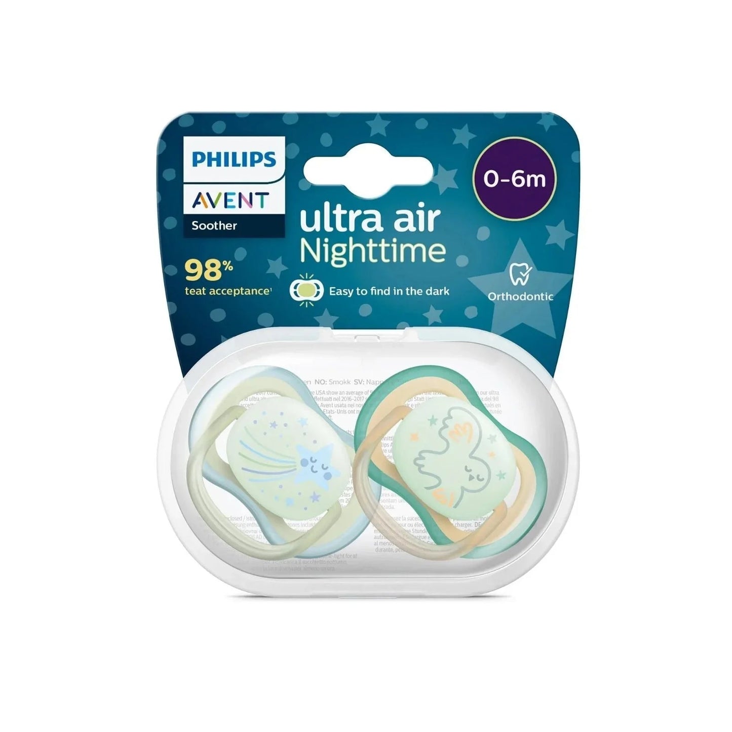 Philips Avent Ultra Air Night Soother 0 - 6 months Pack of 2 - mezetto ebebek ebebek