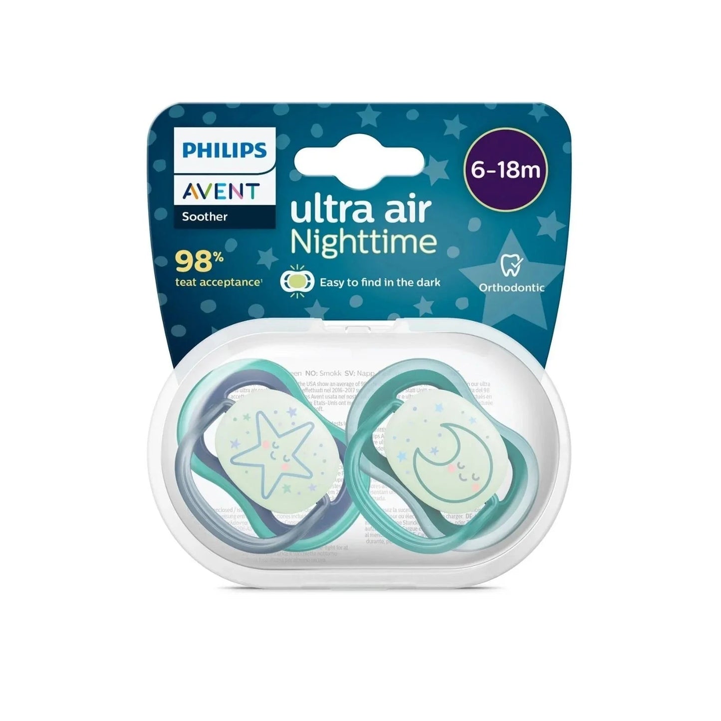 Philips Avent Ultra Air Night Soother 6 - 18 months Pack of 2 - mezetto ebebek ebebek