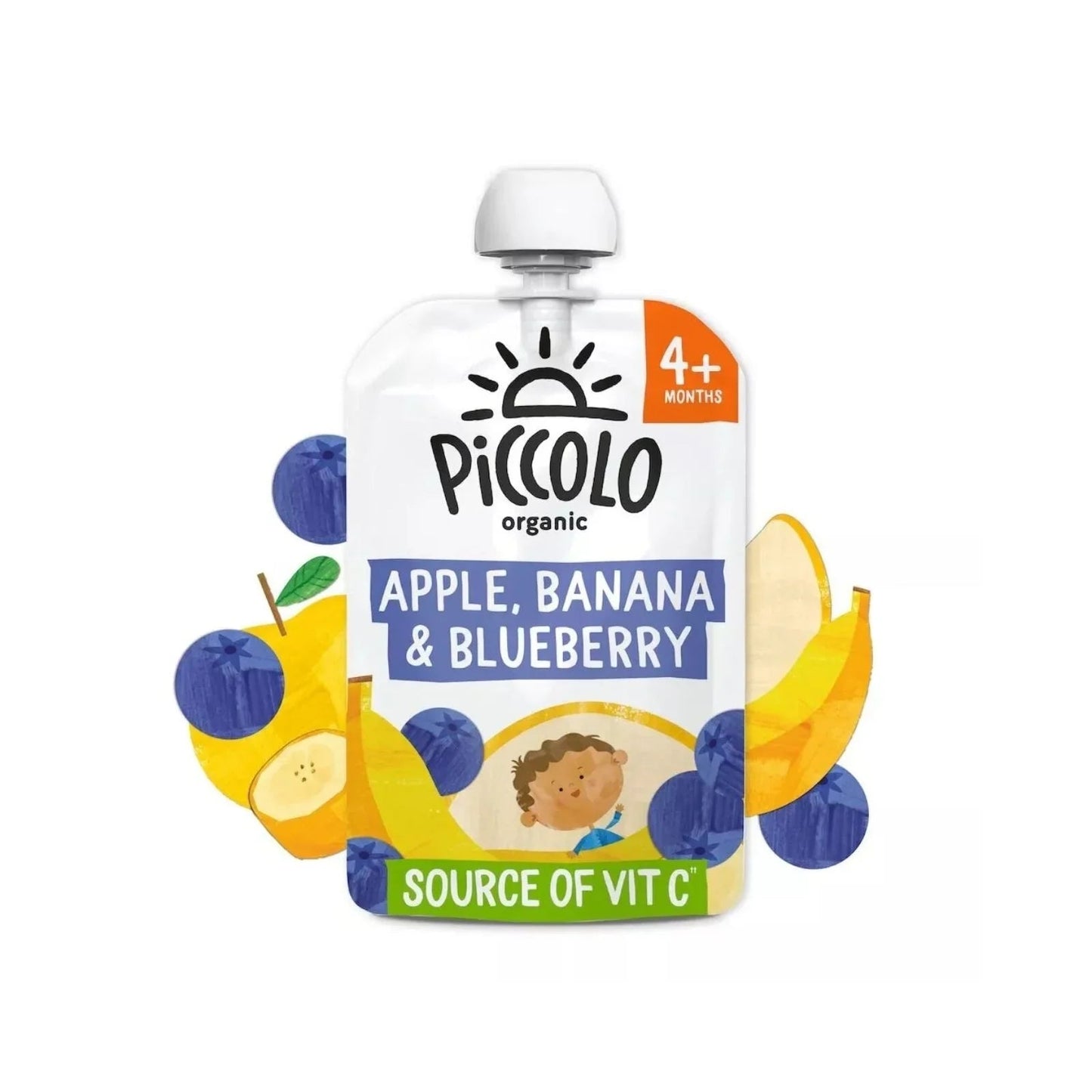 Piccolo Organic Apple Banana & Blueberry 4+ months 100g - mezetto ebebek ebebek
