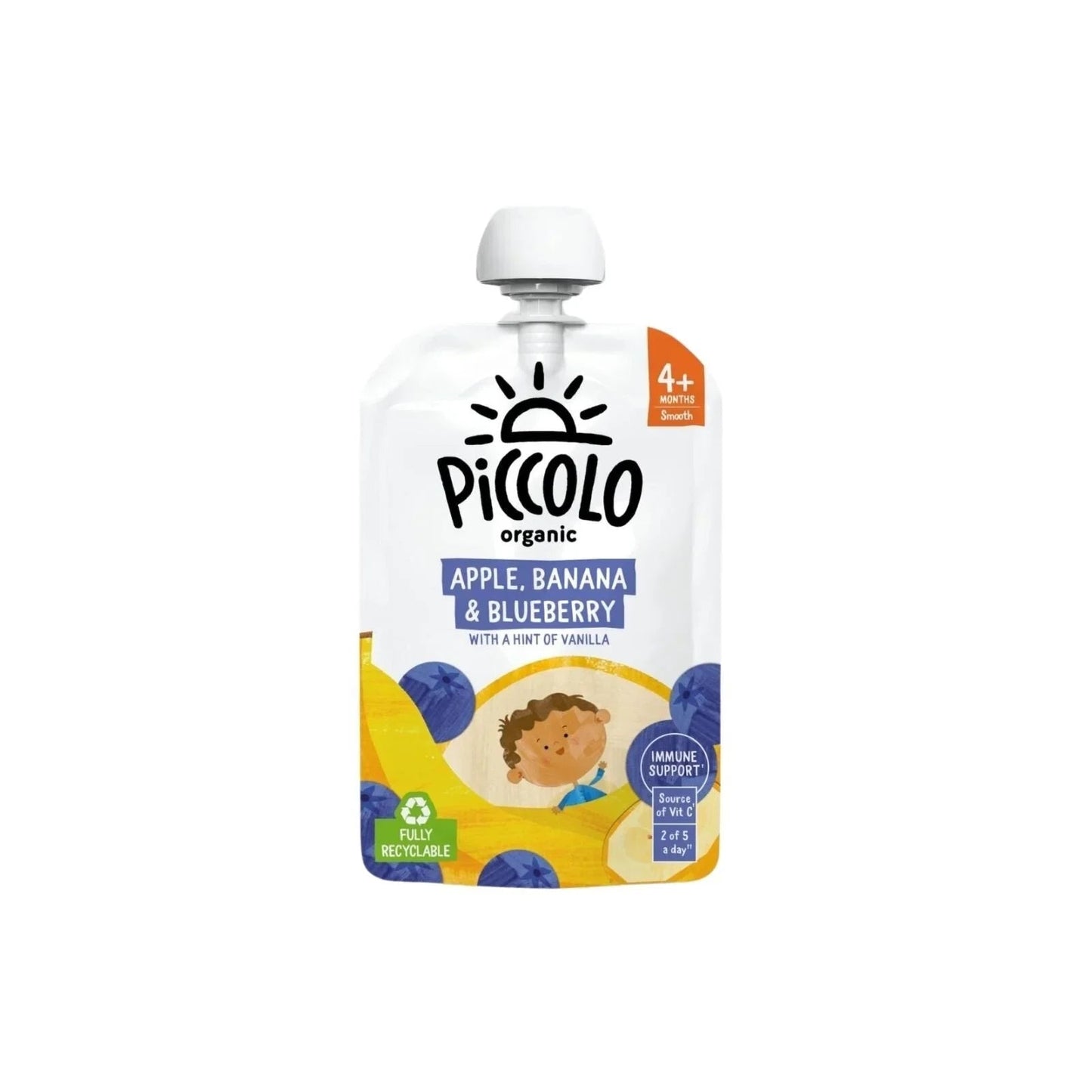 Piccolo Organic Apple Banana & Blueberry 4+ months 100g - mezetto ebebek ebebek