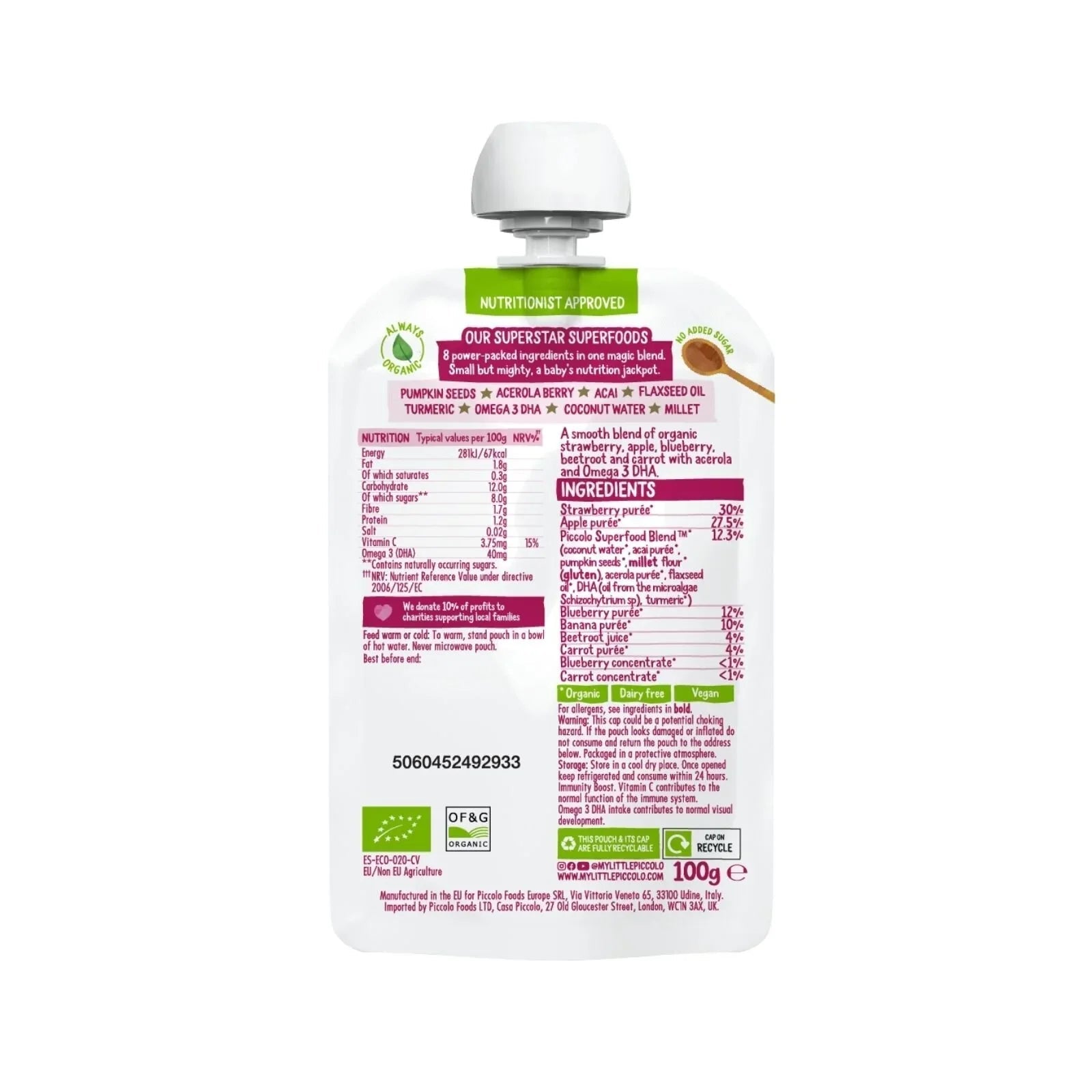 Piccolo Organic Berry & Beets Superboost 100g - mezetto ebebek ebebek