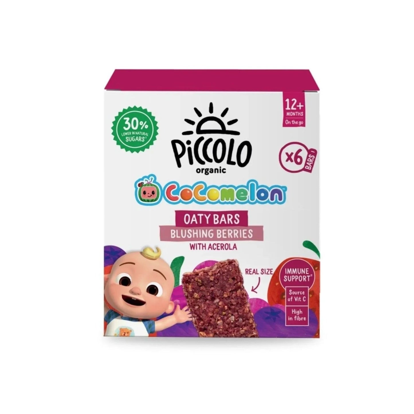 Piccolo Organic Blushing Berries Oaty Bar 12+ months 138g (6x23g) - mezetto ebebek ebebek