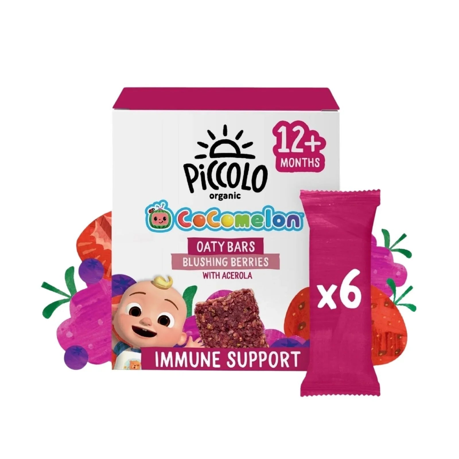 Piccolo Organic Blushing Berries Oaty Bar 12+ months 138g (6x23g) - mezetto ebebek ebebek