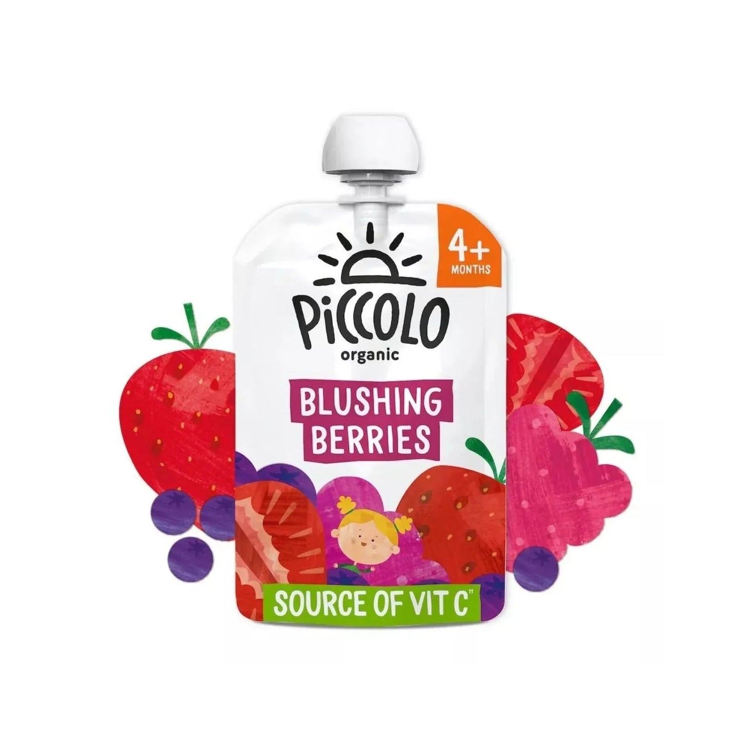 Piccolo Organic Blushing Berries Pear & Banana 4+ months 100g - mezetto ebebek ebebek