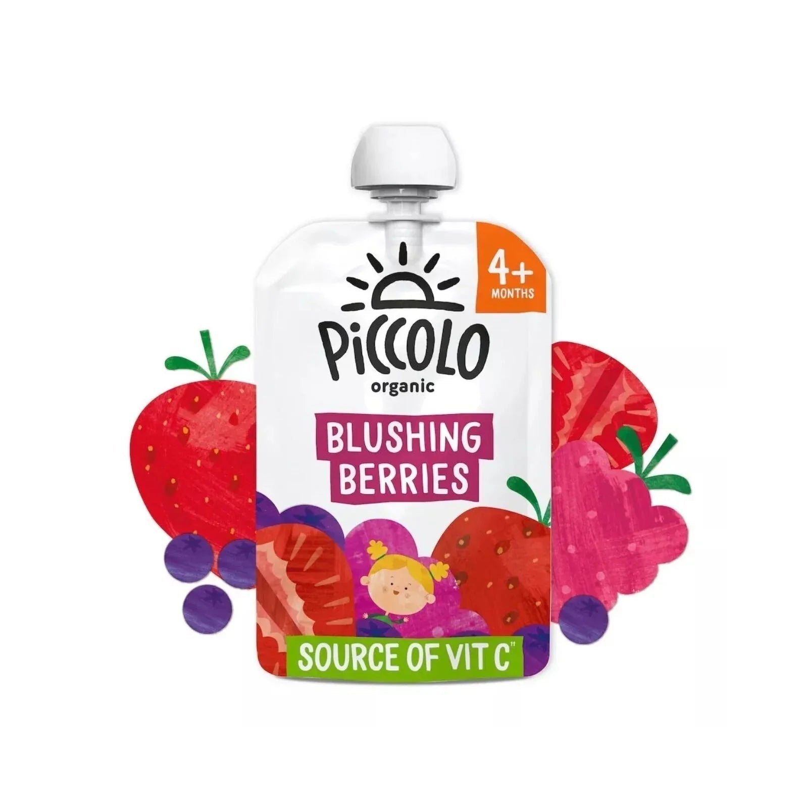 Piccolo Organic Blushing Berries Pear & Banana 4+ months 100g - mezetto ebebek ebebek