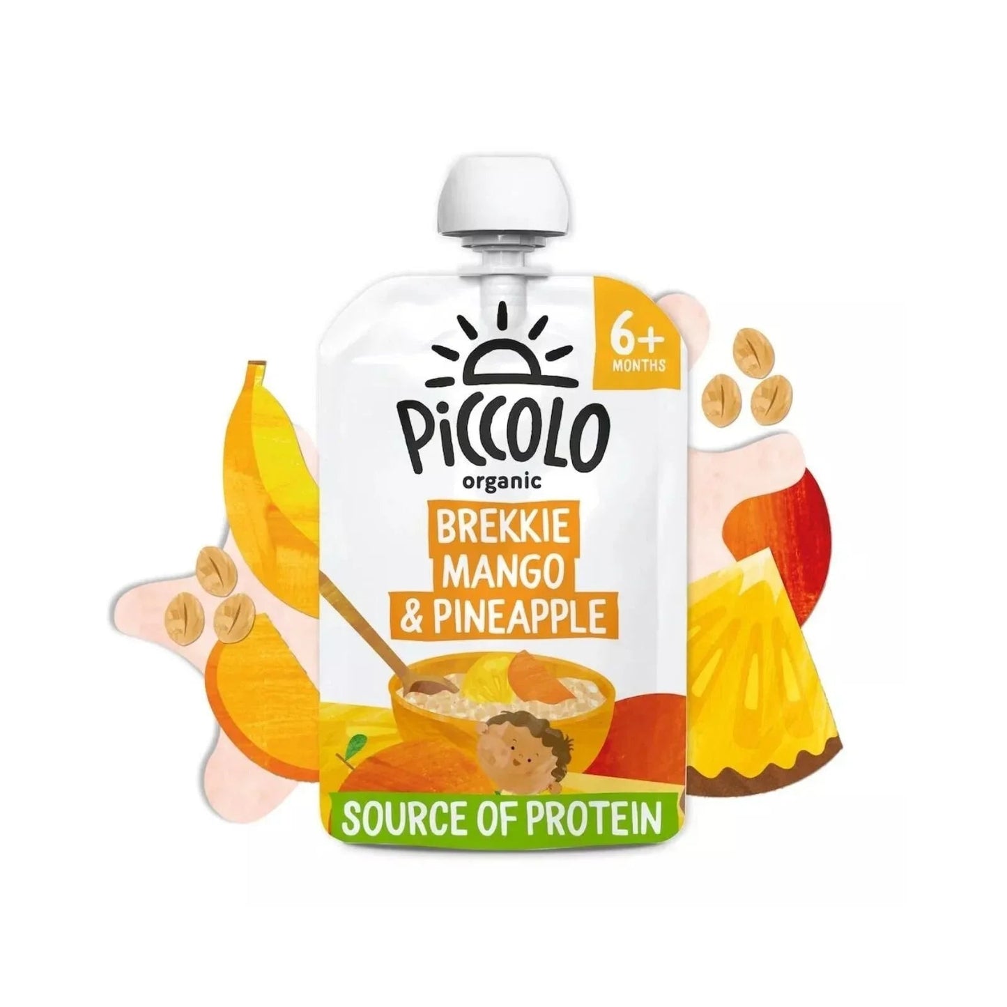 Piccolo Organic Brekkie Mango & Pineapple 6+ months 100g - mezetto ebebek ebebek