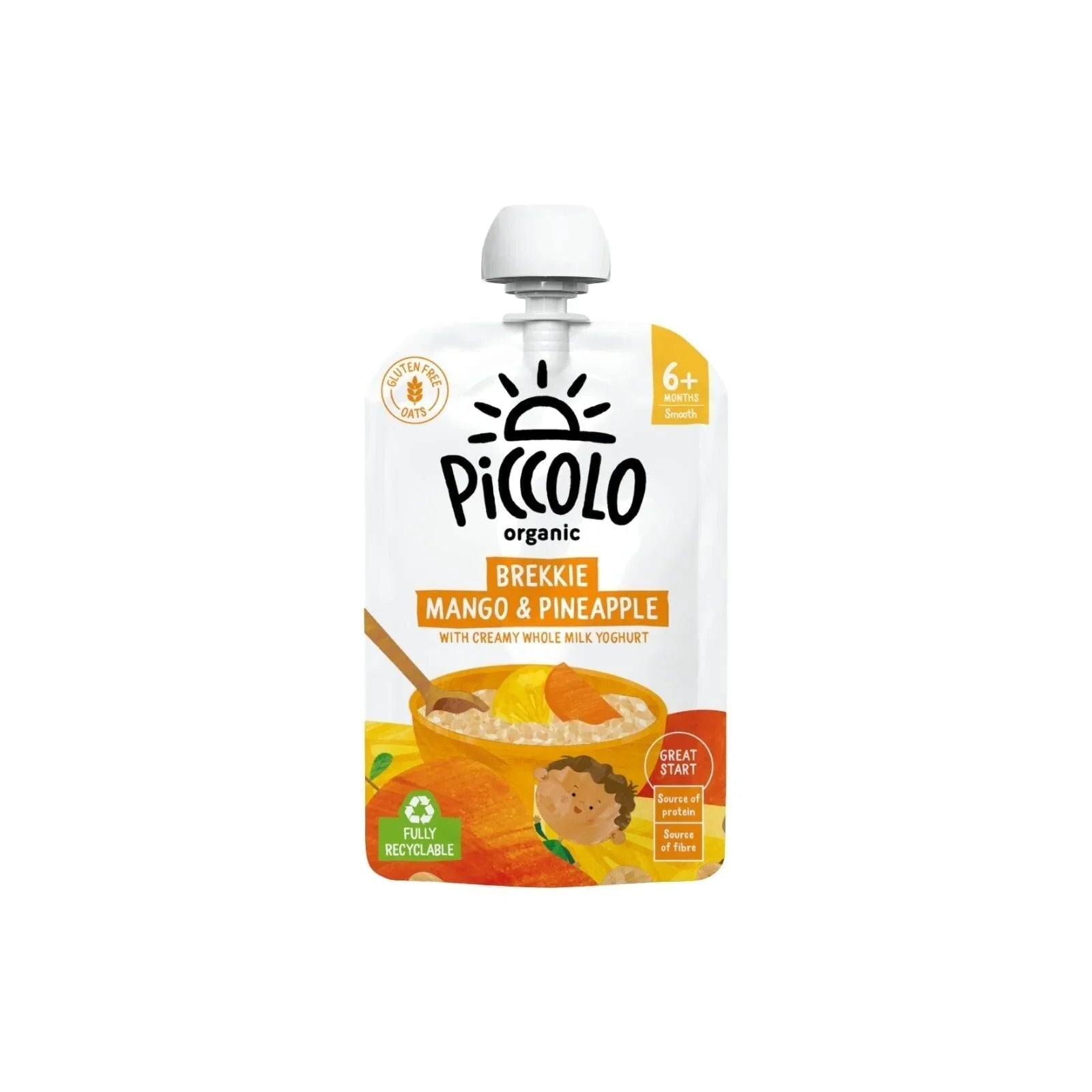 Piccolo Organic Brekkie Mango & Pineapple 6+ months 100g - mezetto ebebek ebebek