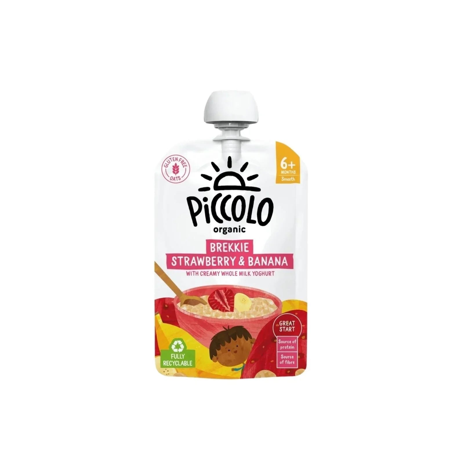 Piccolo Organic Brekkie Strawberry & Banana 6+ months 100g - mezetto ebebek ebebek