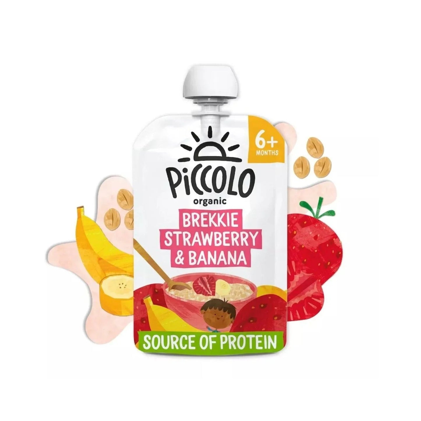 Piccolo Organic Brekkie Strawberry & Banana 6+ months 100g - mezetto ebebek ebebek