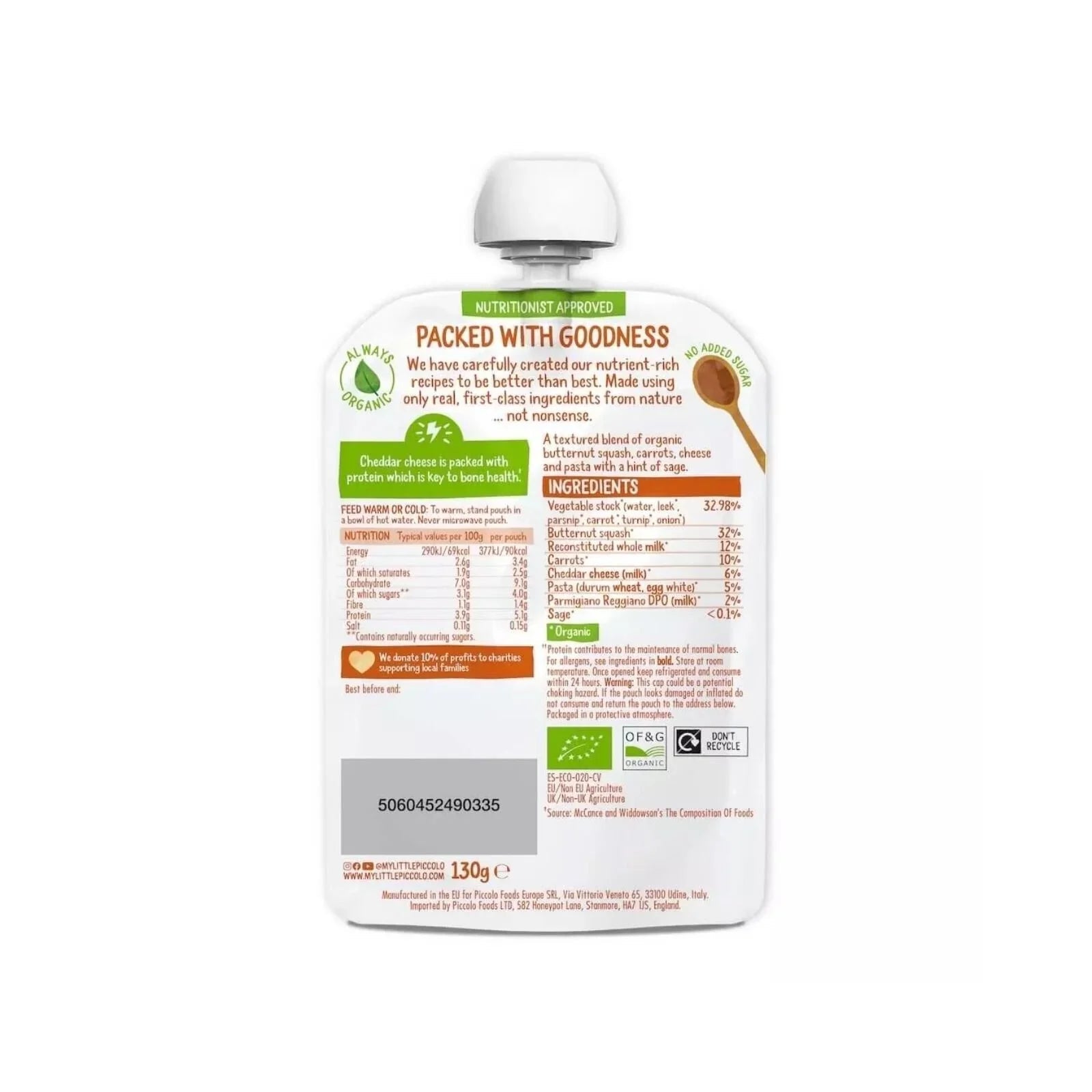 Piccolo Organic Butternut Squash Mac & Cheese 7+ months 130g - mezetto ebebek ebebek