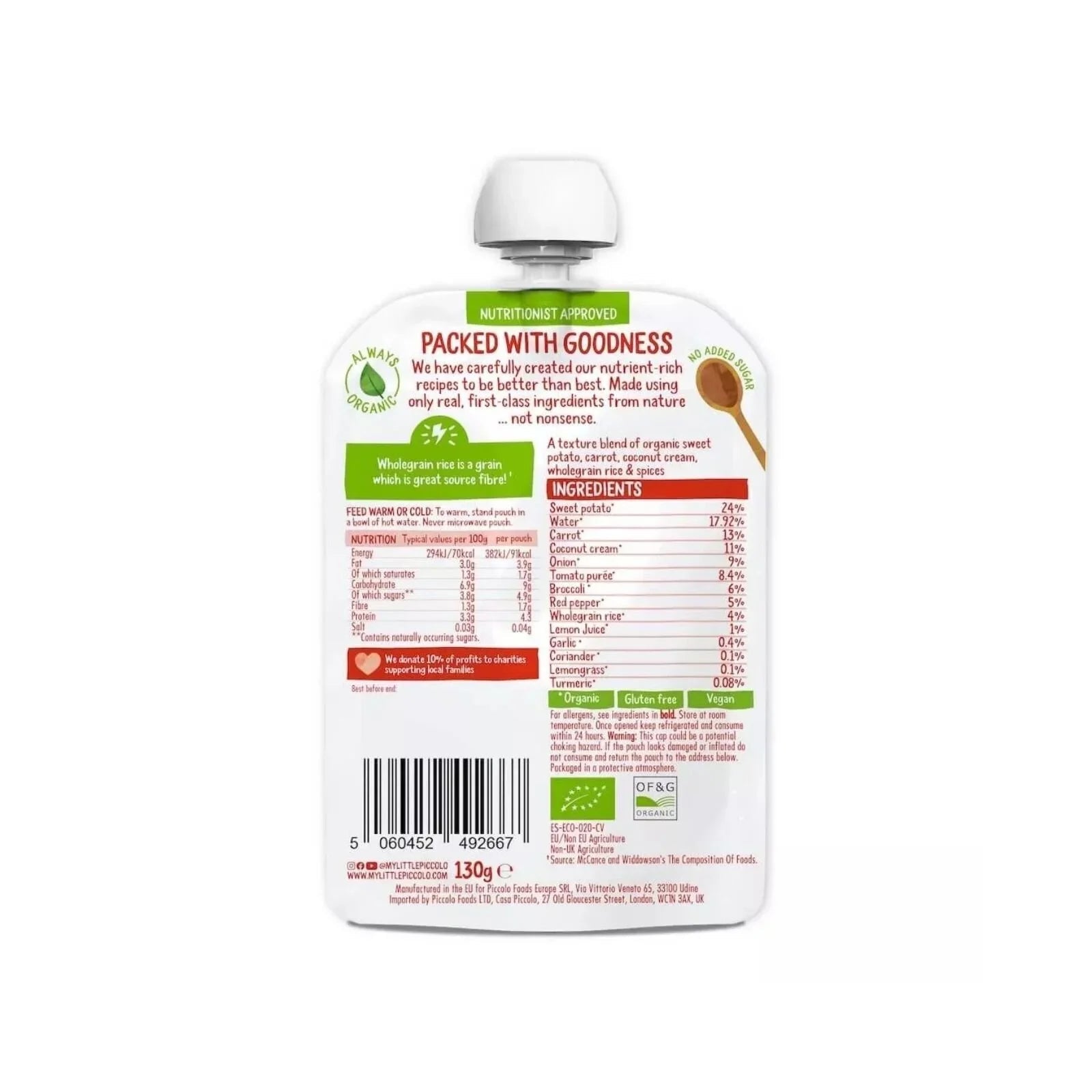 Piccolo Organic Coconut Red Thai Vegetable Curry 7+ months 130g - mezetto ebebek ebebek