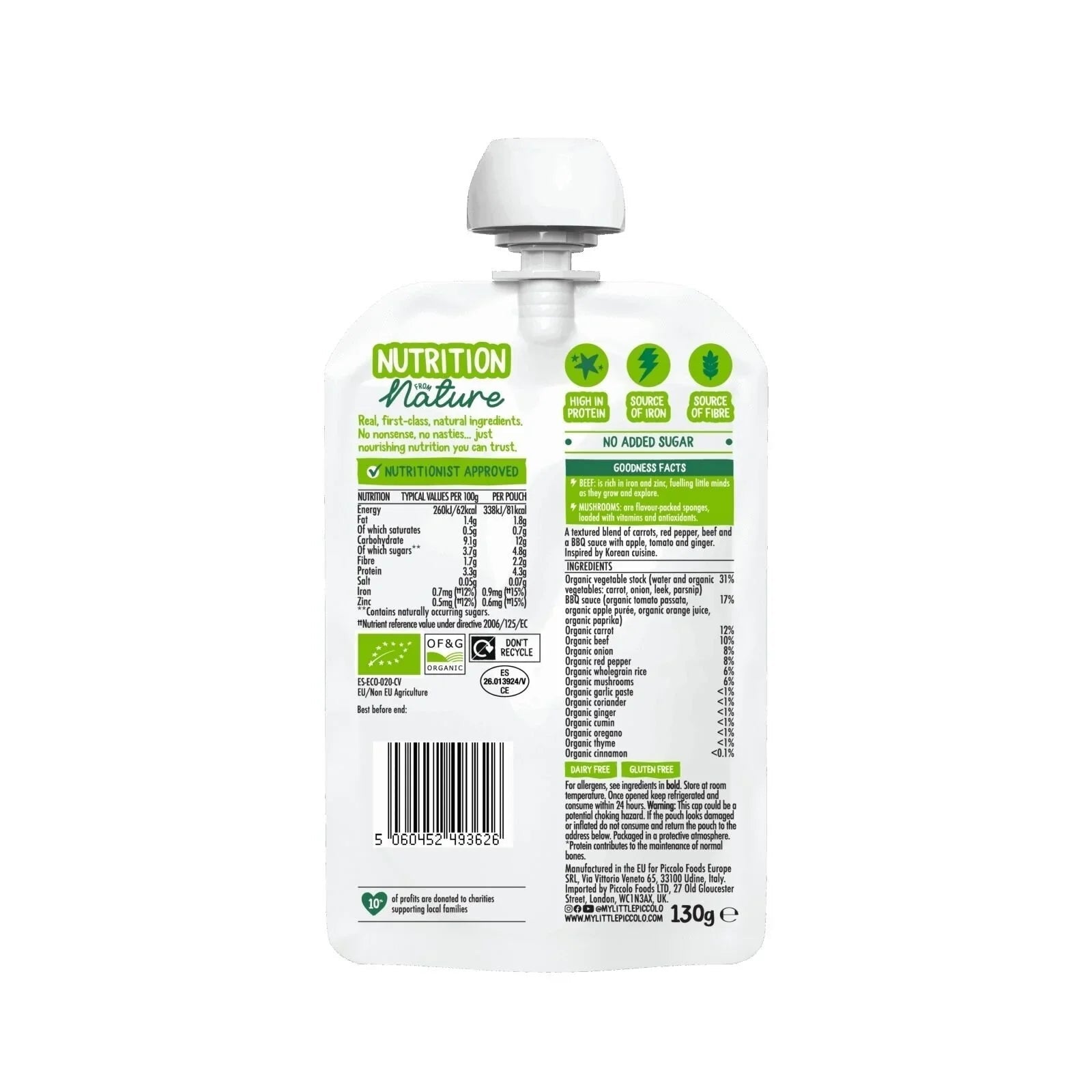 Piccolo Organic Korean BBQ Beef 130g - mezetto ebebek ebebek
