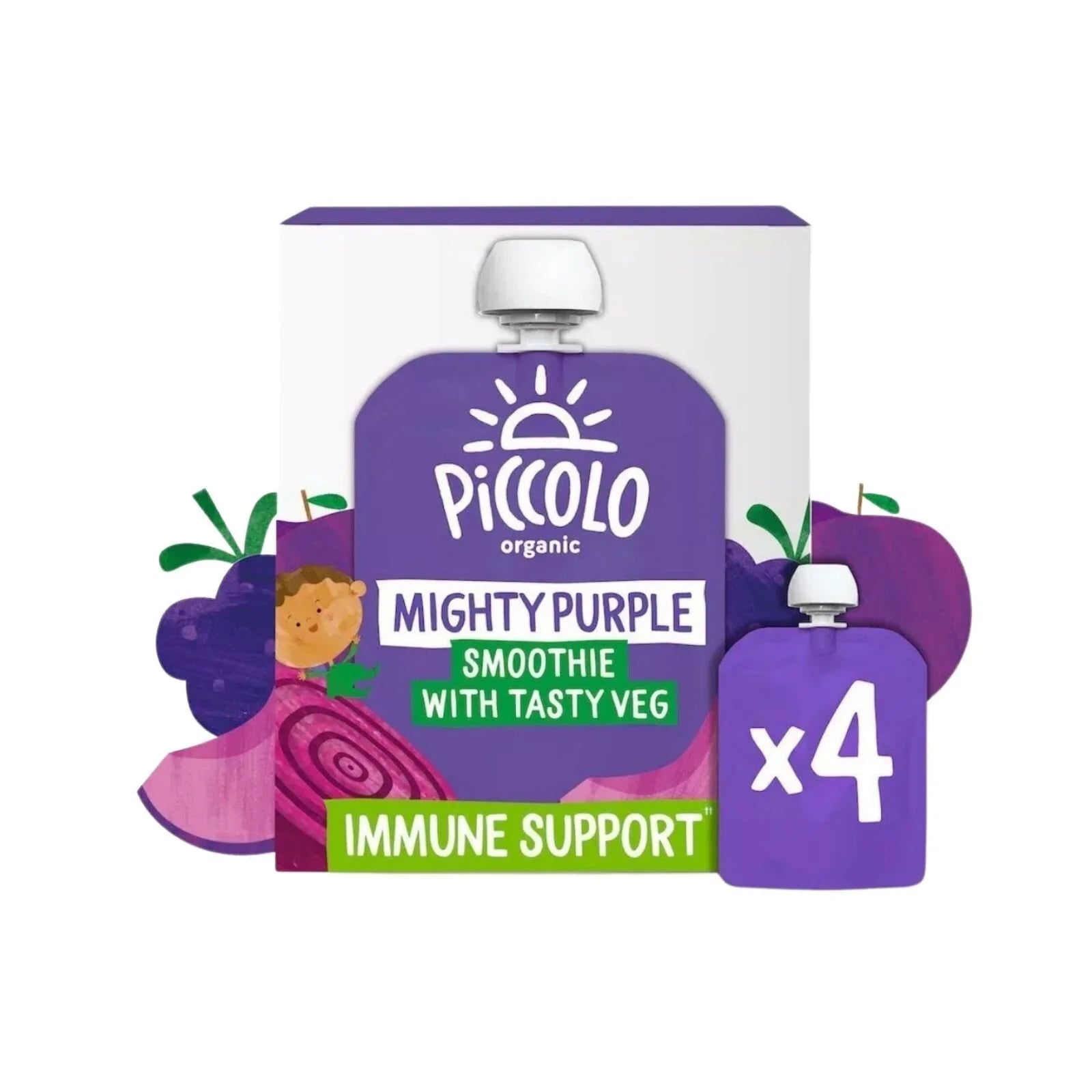Piccolo Organic Mighty Purple Smoothies 6+ months 360g (4x90g) - mezetto ebebek ebebek