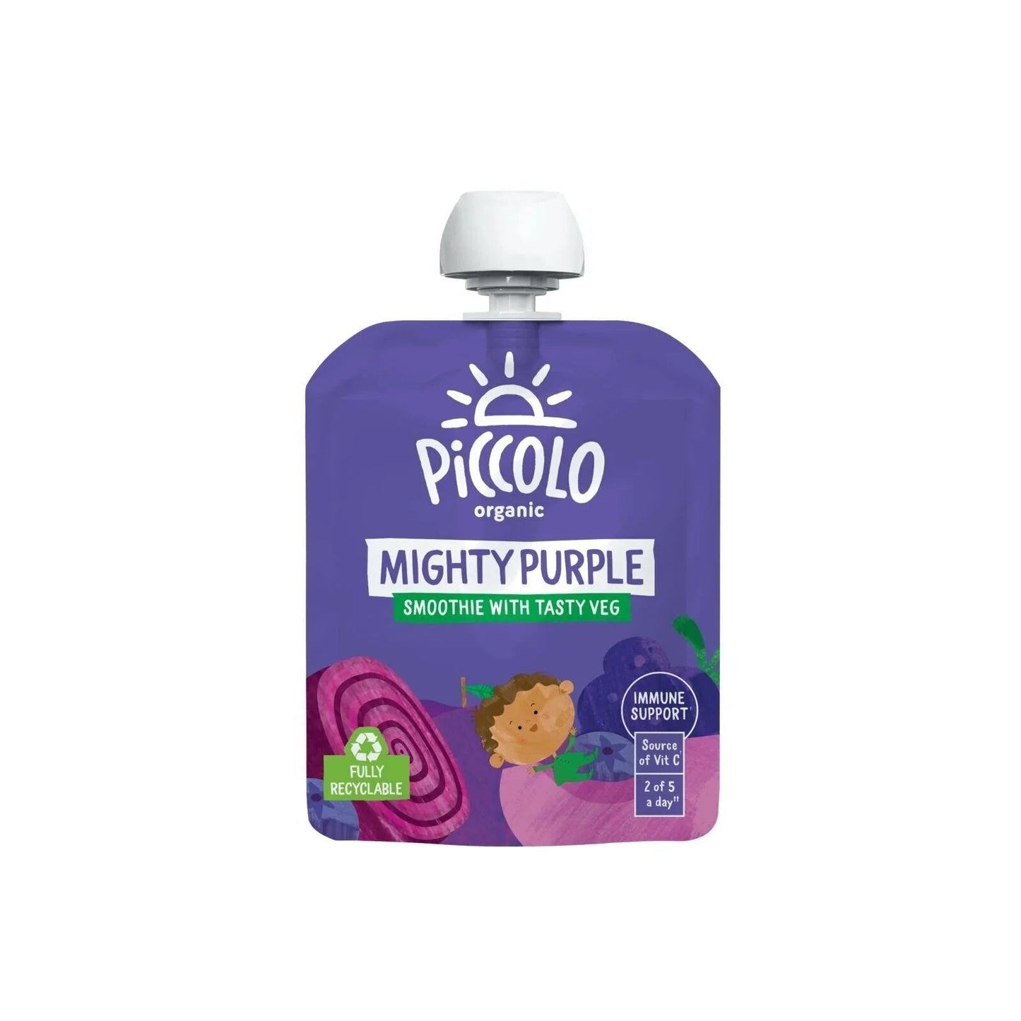 Piccolo Organic Mighty Purple Smoothies 6+ months 360g (4x90g) - mezetto ebebek ebebek