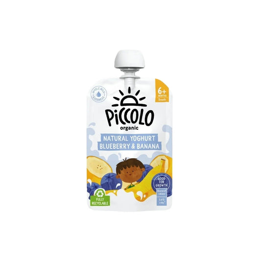 Piccolo Organic Natural Yoghurt Blueberry & Banana 6+ months 100g - mezetto ebebek ebebek