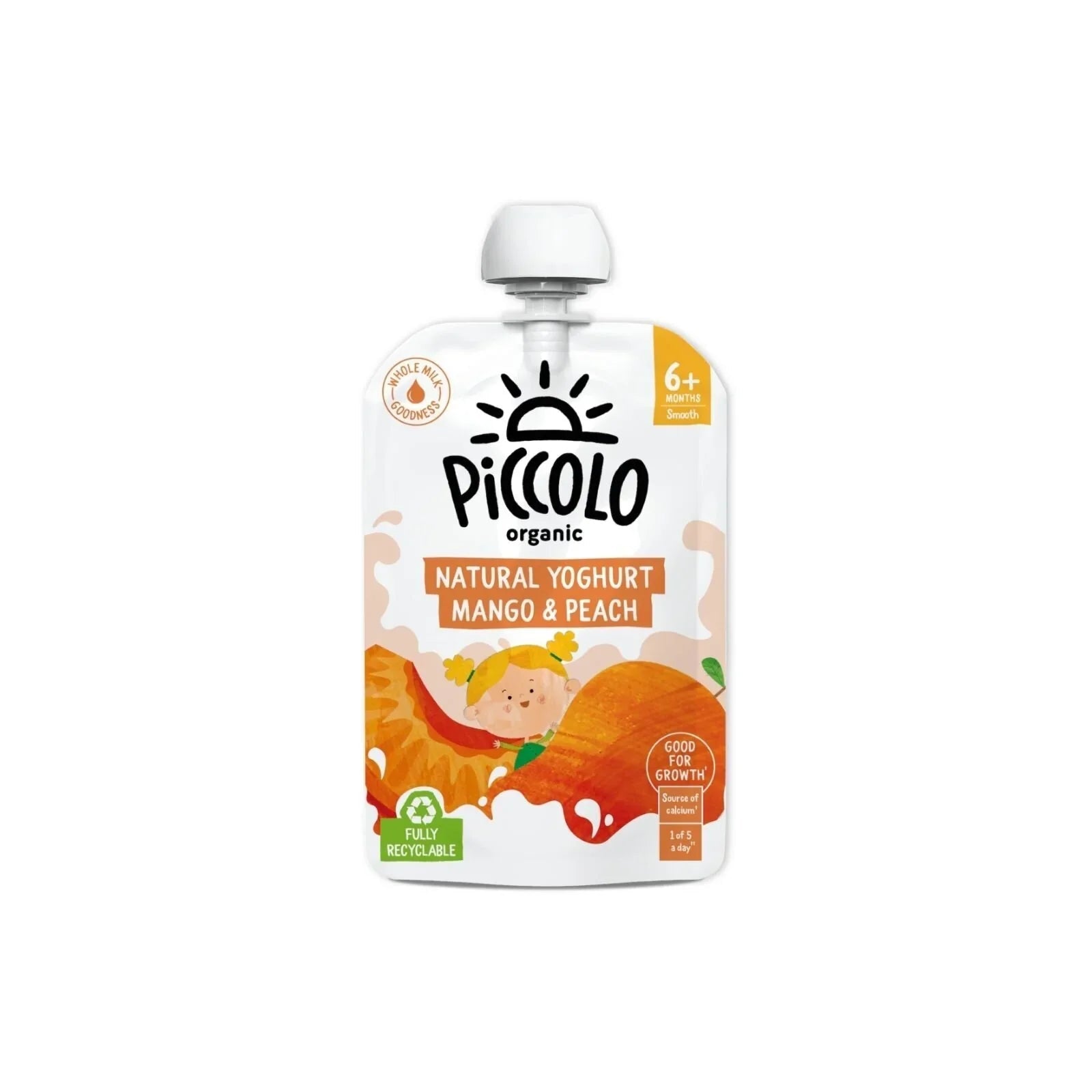 Piccolo Organic Natural Yoghurt Mango & Peach 6+ months 100g - mezetto ebebek ebebek