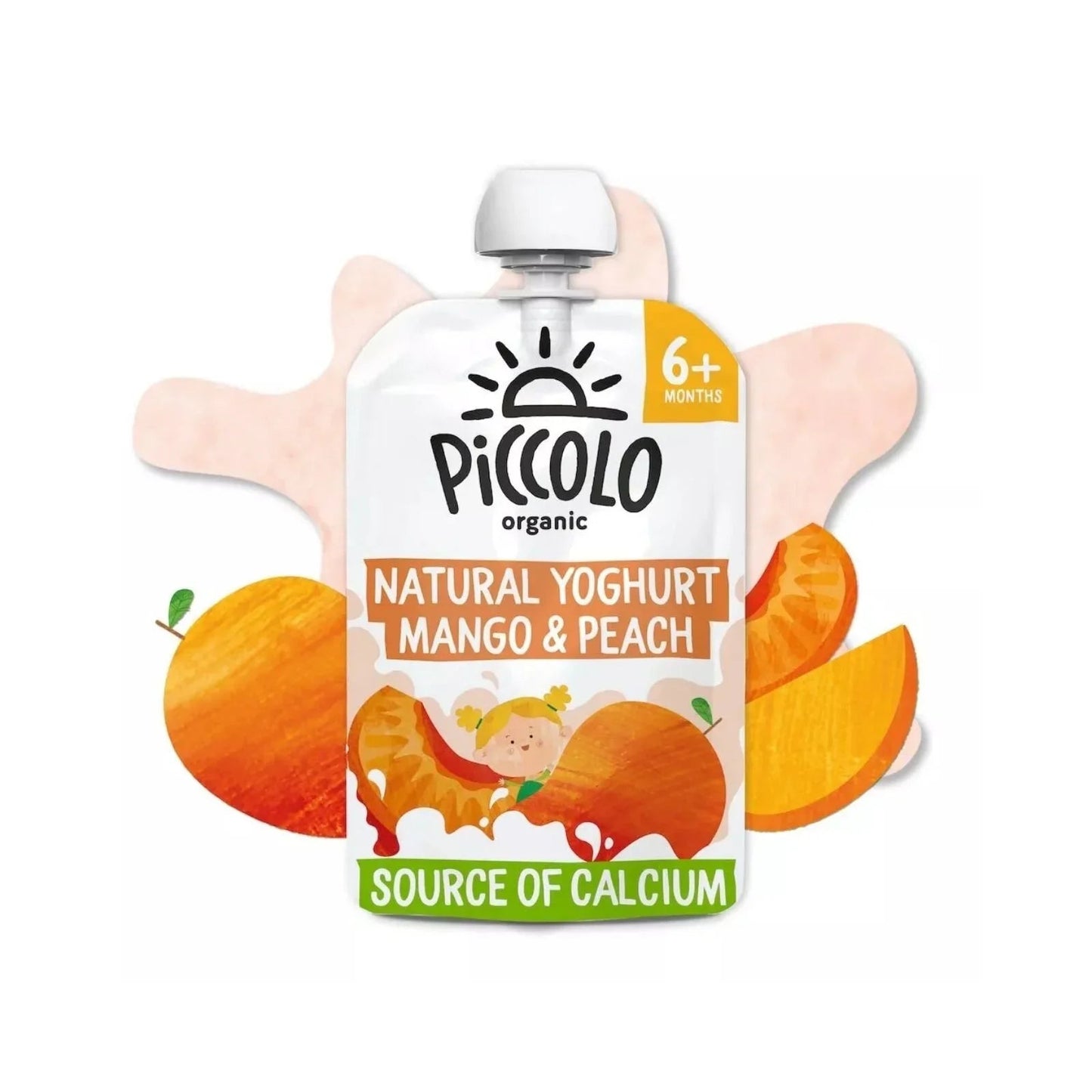 Piccolo Organic Natural Yoghurt Mango & Peach 6+ months 100g - mezetto ebebek ebebek