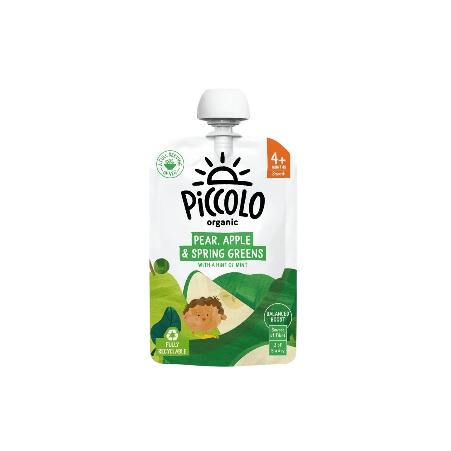 Piccolo Organic Pear Apple & Spring Greens 4+ months 100g - mezetto ebebek ebebek