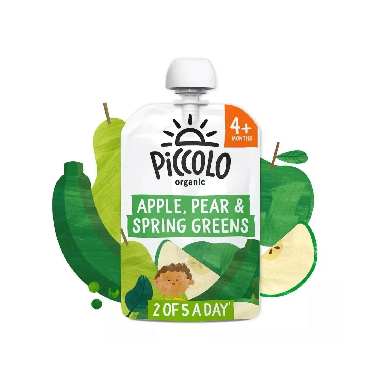 Piccolo Organic Pear Apple & Spring Greens 4+ months 100g - mezetto ebebek ebebek