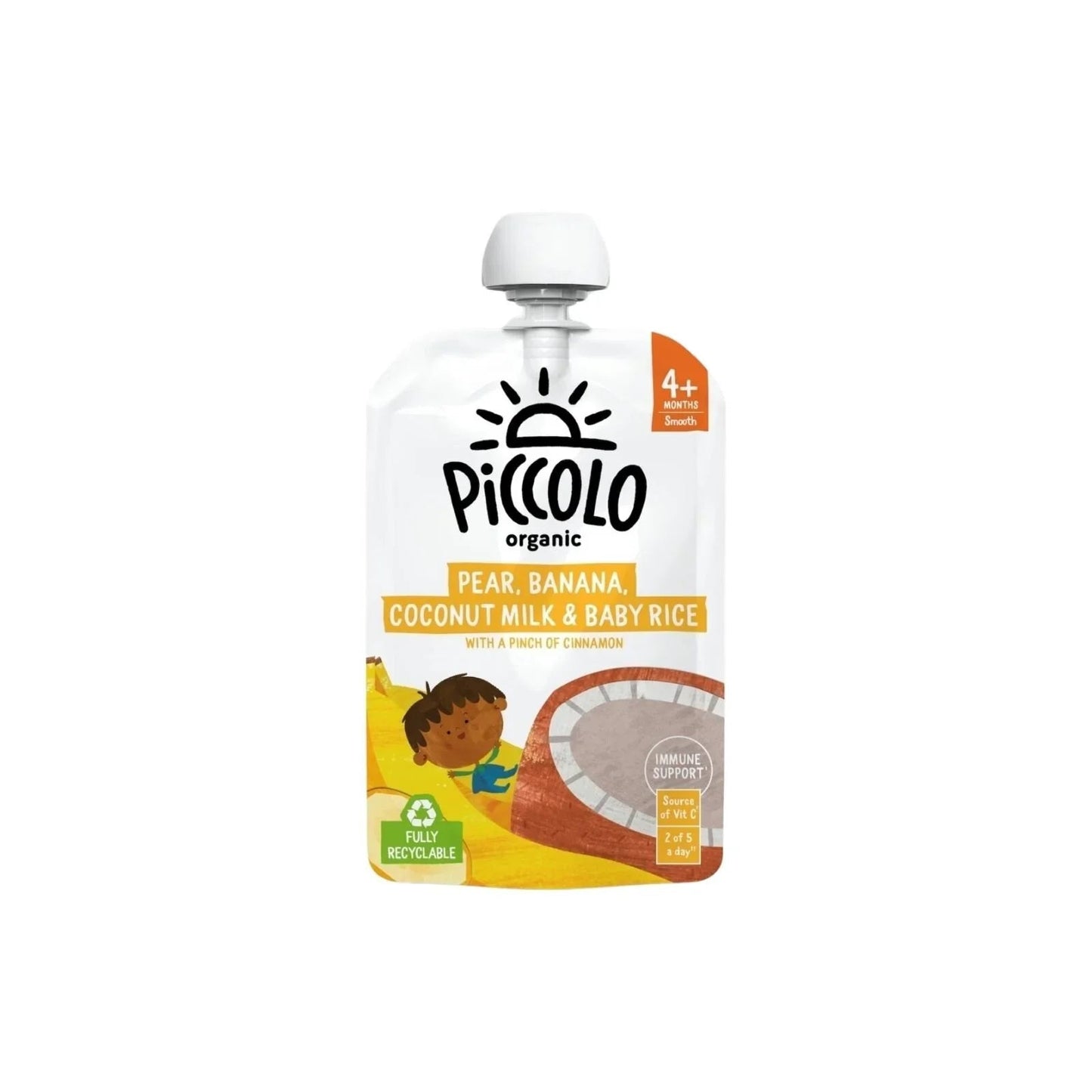 Piccolo Organic Pear Banana Coconut Milk & Baby Rice 4+ months 100g - mezetto ebebek ebebek