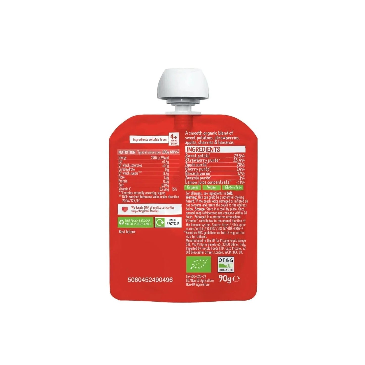 Piccolo Organic Red & Go 6+ months 360g (4x90g) - mezetto ebebek ebebek