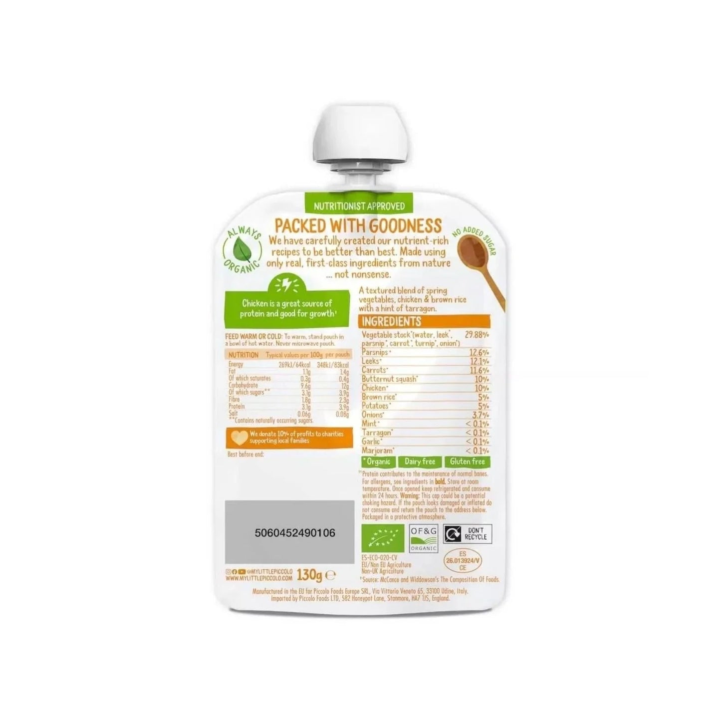 Piccolo Organic Spring Vegetable & Chicken Casserole 7+ months 130g - mezetto ebebek ebebek
