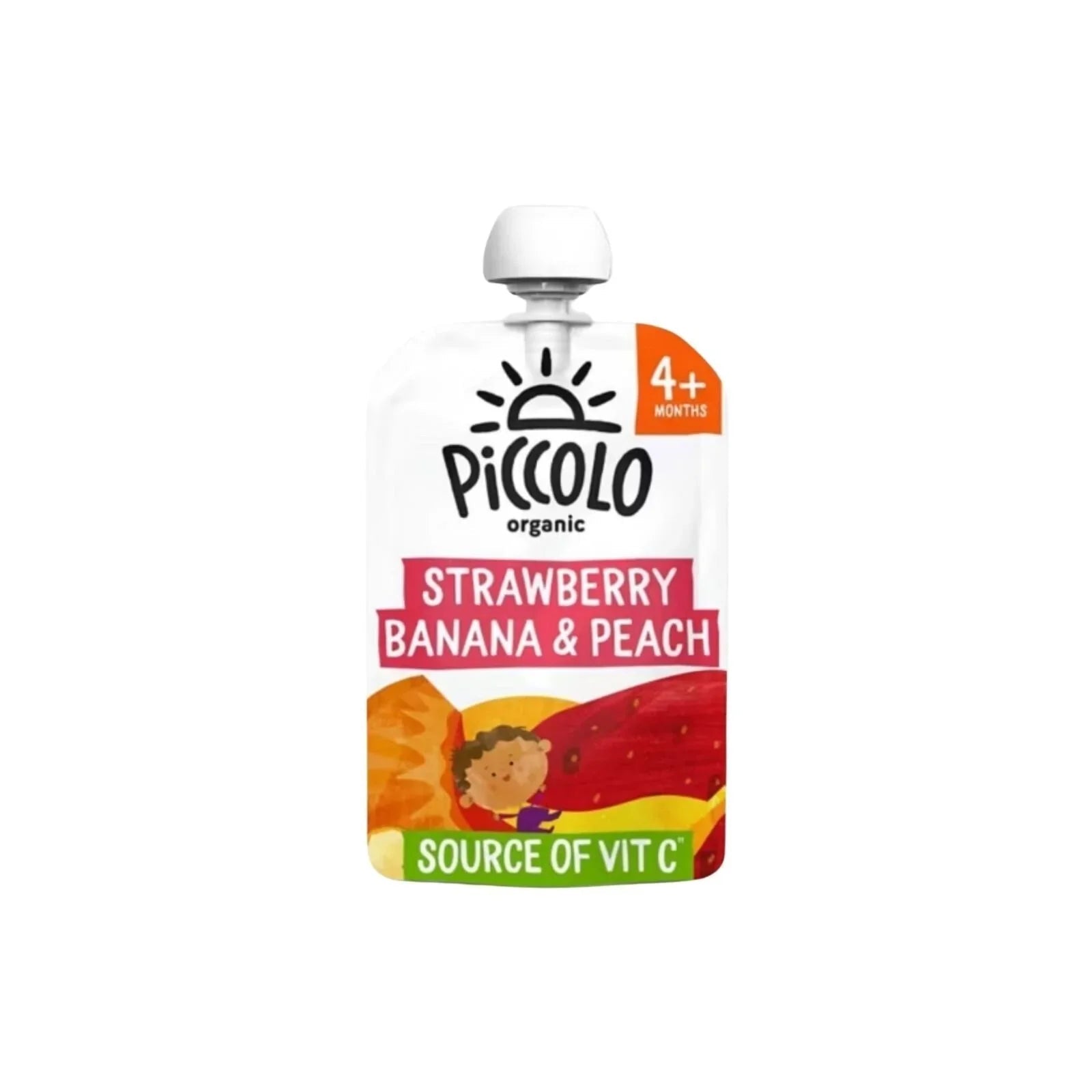 Piccolo Organic Strawberry Banana & Peach 4+ months 100g - mezetto ebebek ebebek