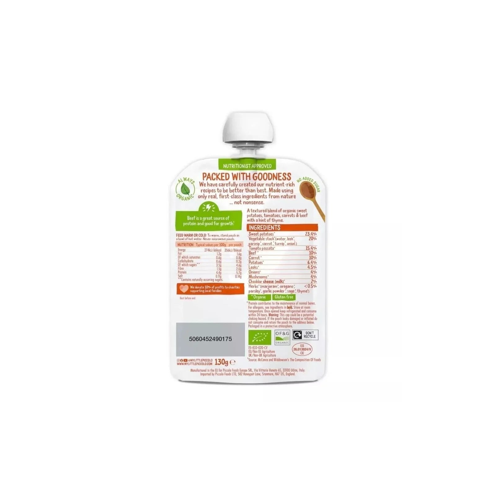 Piccolo Organic Sweet Potato & Beef Meatballs 7+ months 130g - mezetto ebebek ebebek