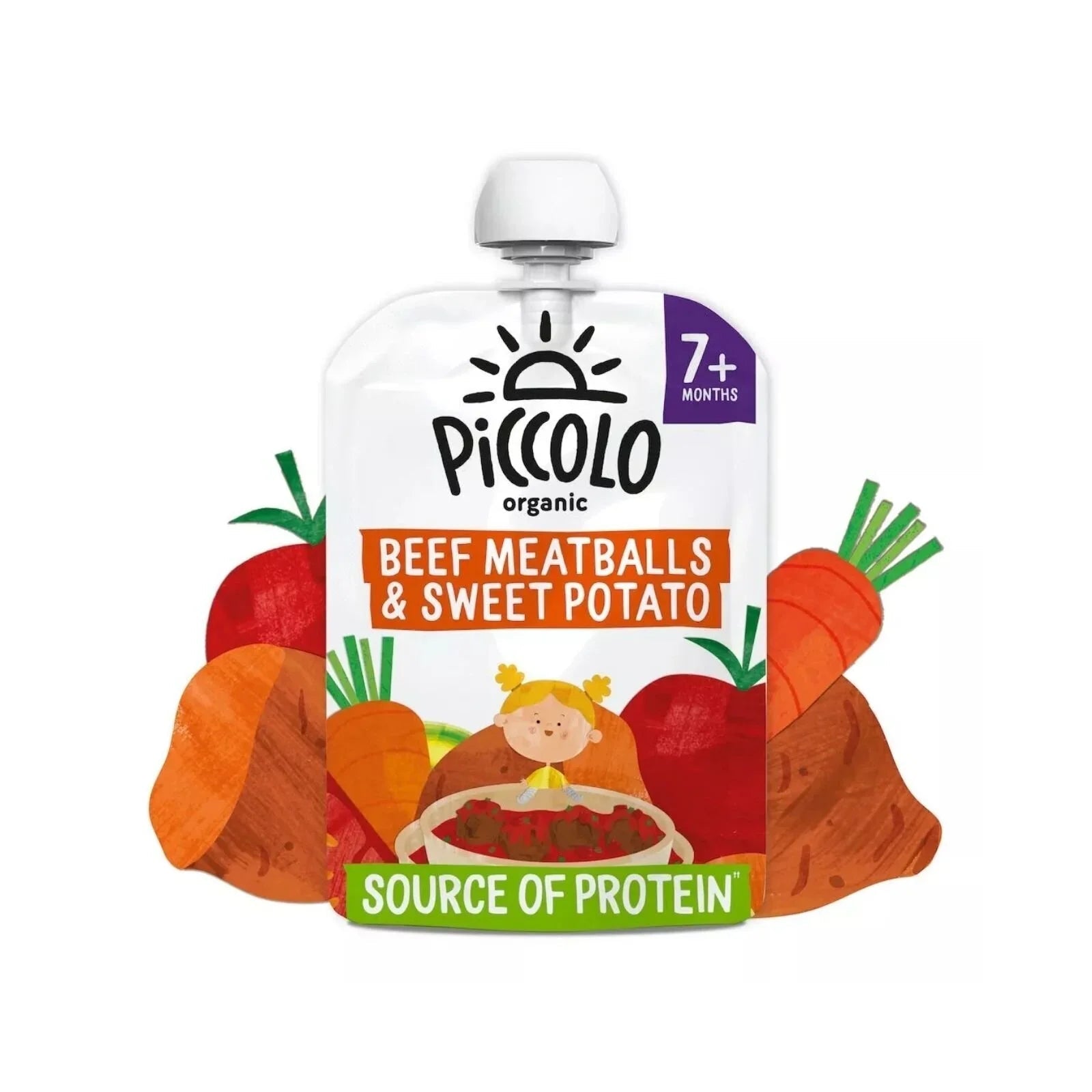 Piccolo Organic Sweet Potato & Beef Meatballs 7+ months 130g - mezetto ebebek ebebek